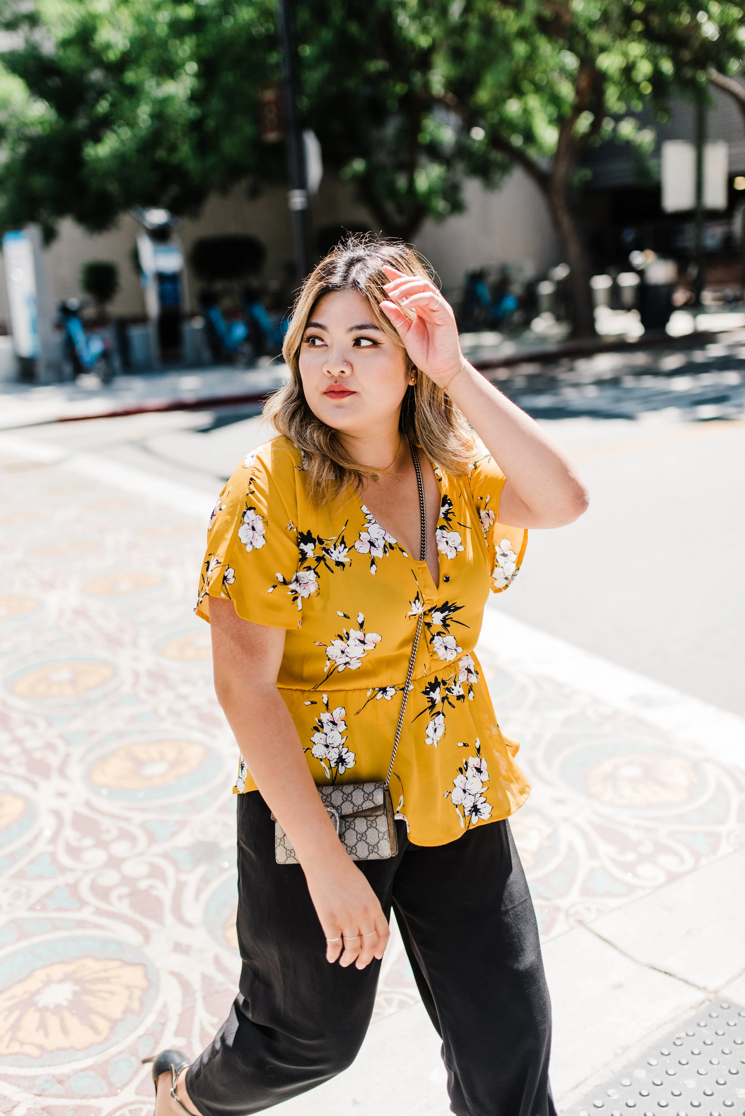 YELLOW FLORAL BLOUSE \u0026 WIDE LEG 