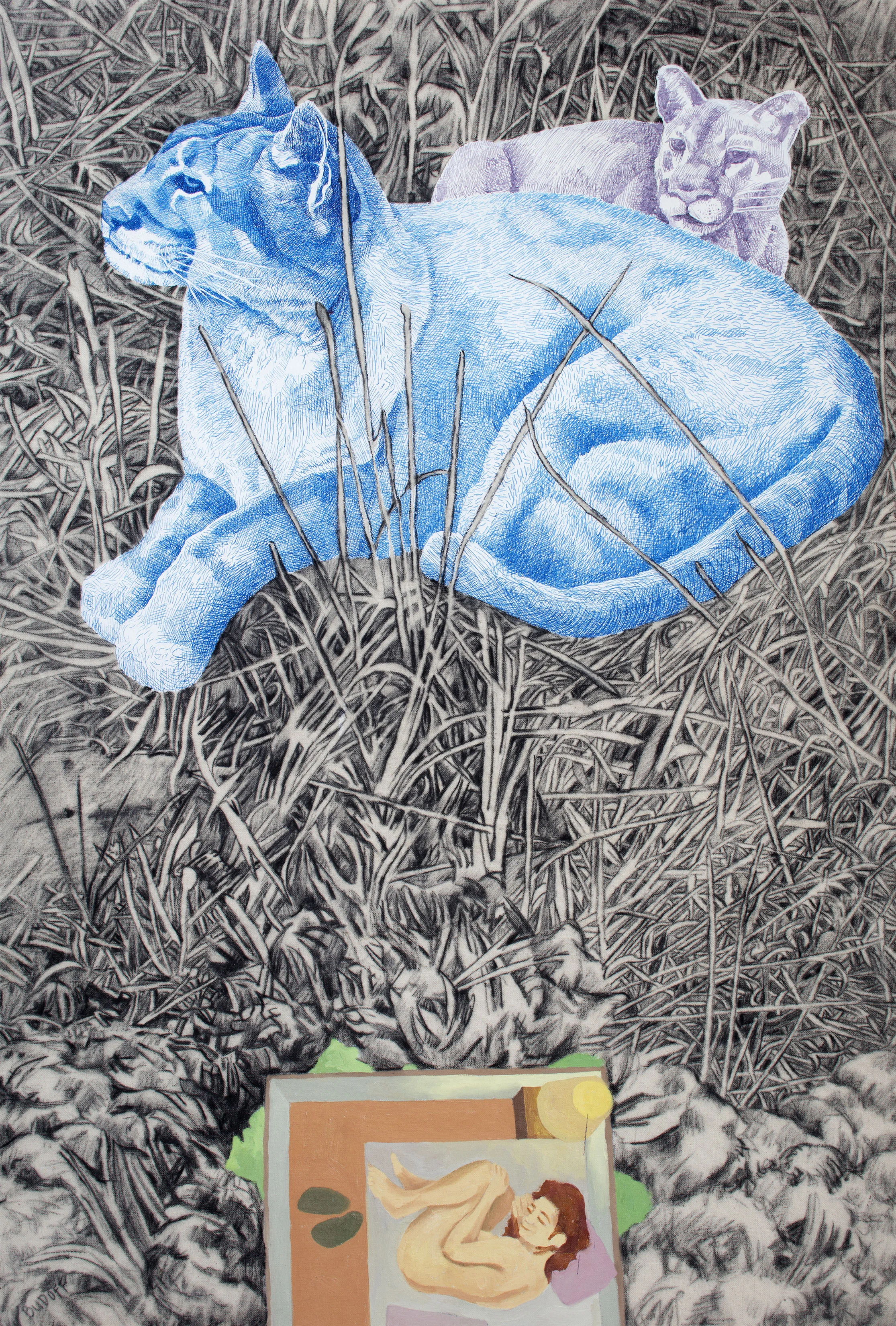 The Persistent Cougars just Outside, 41" x 27," 2016