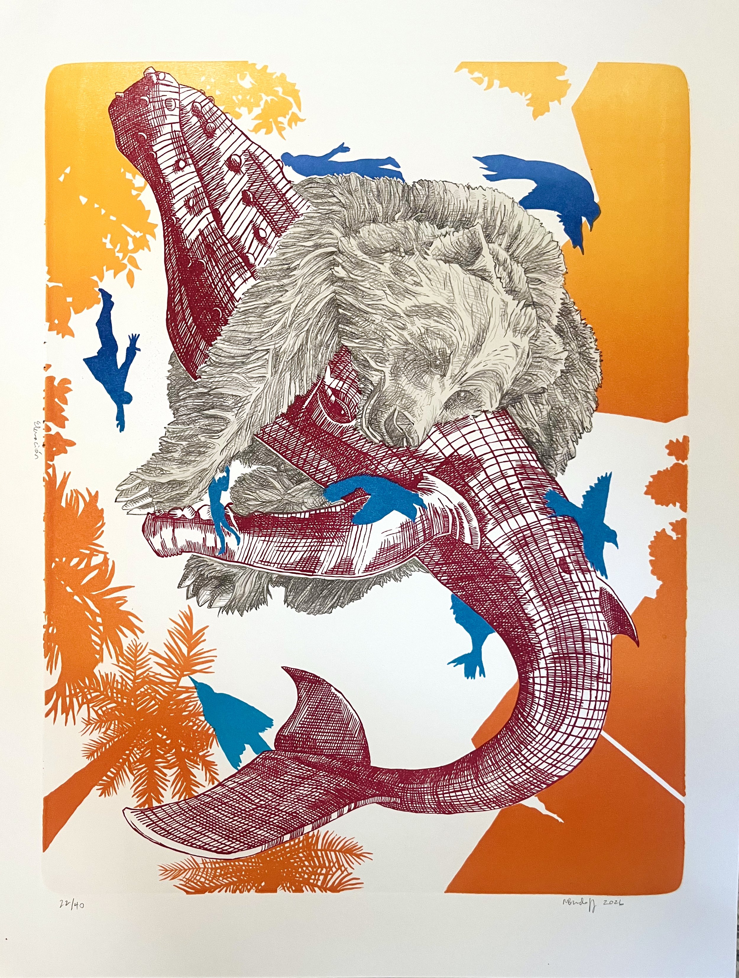 Elevación, 2026, Lithography on paper; edition of 40, 28" x 22"