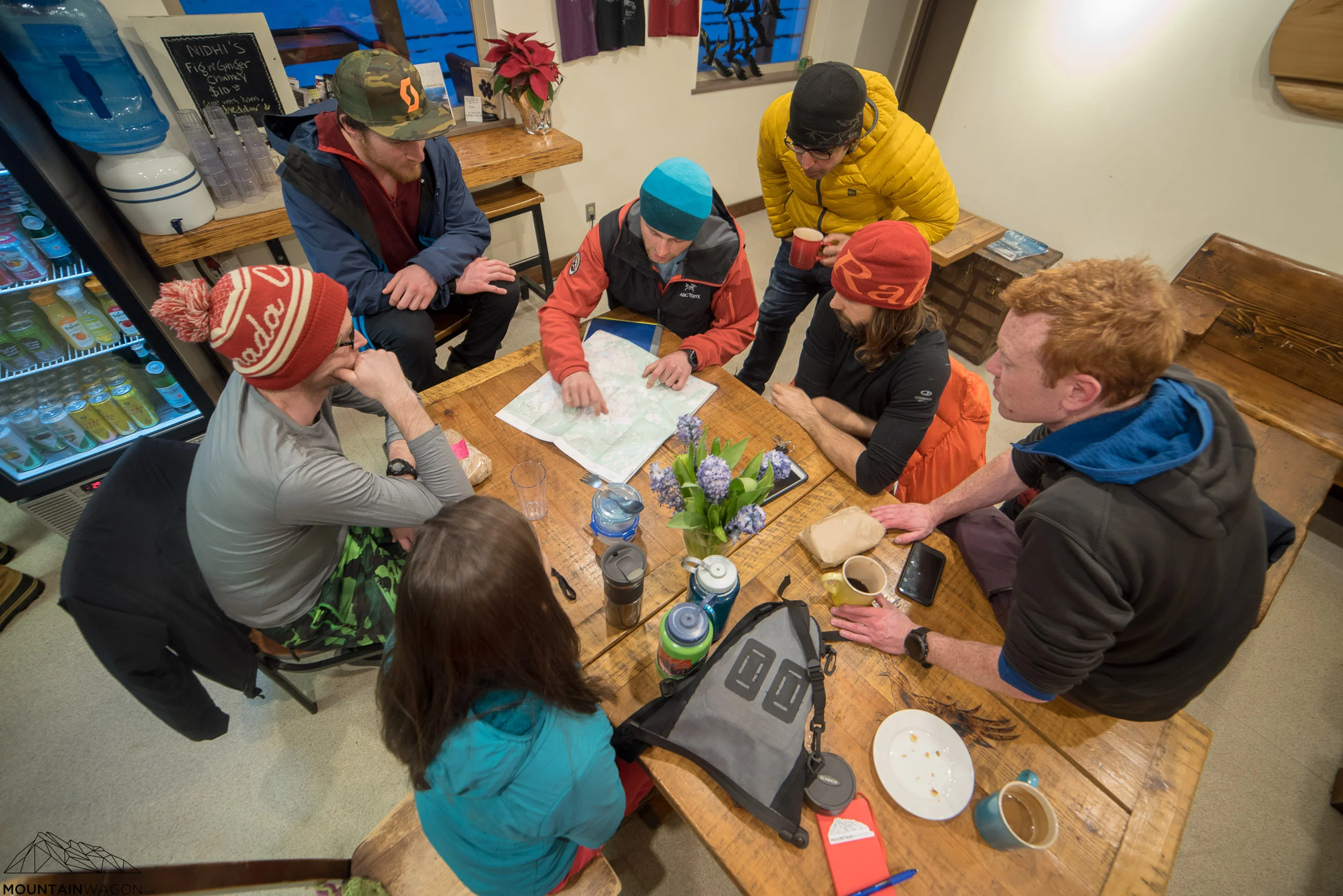 Meeting in Pemberton's Blackbird Bakery and going over the basecamp location. The location by the way is top secret ;)