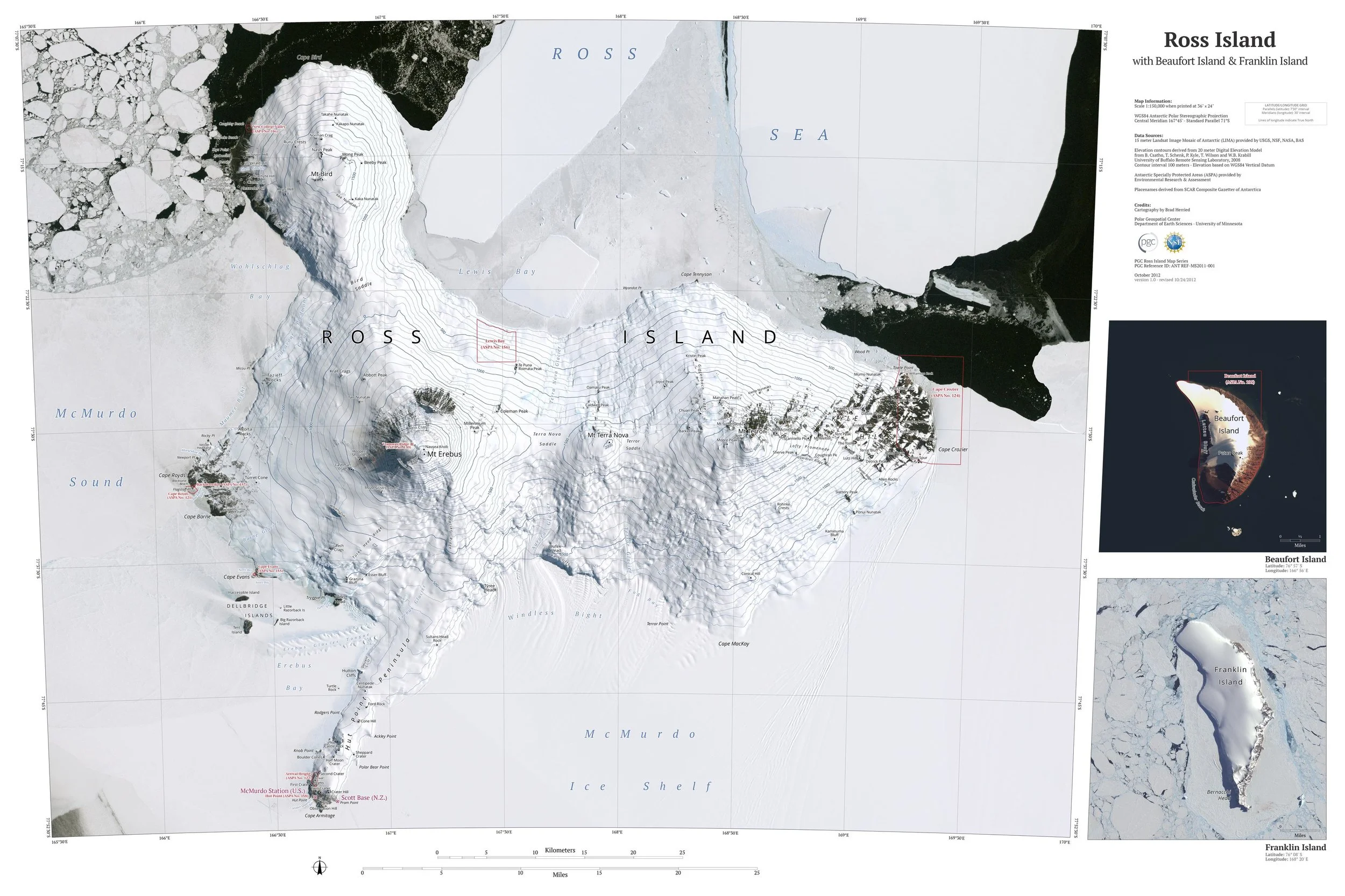 Ross Island and Beaufort Island & Franklin Island, by Brad Herried, Polar Geospatial Center