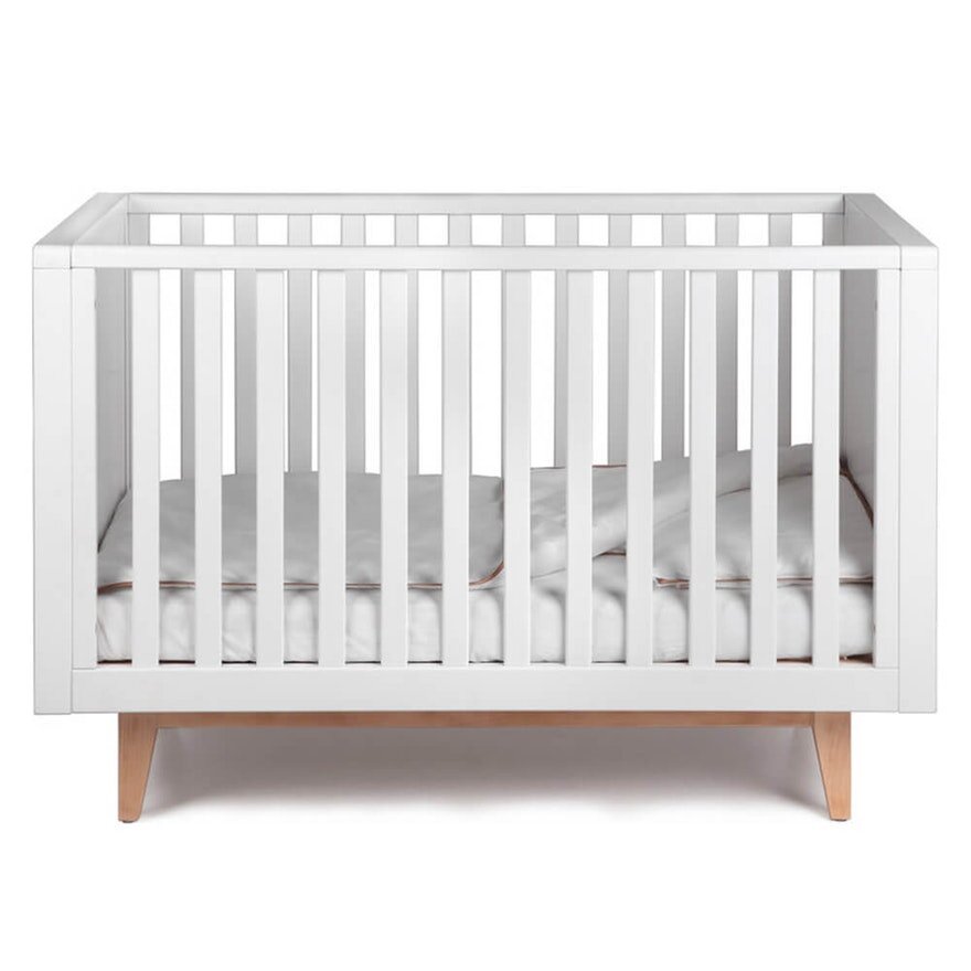 Troll Scandy Cot (White w/ Timber Legs)