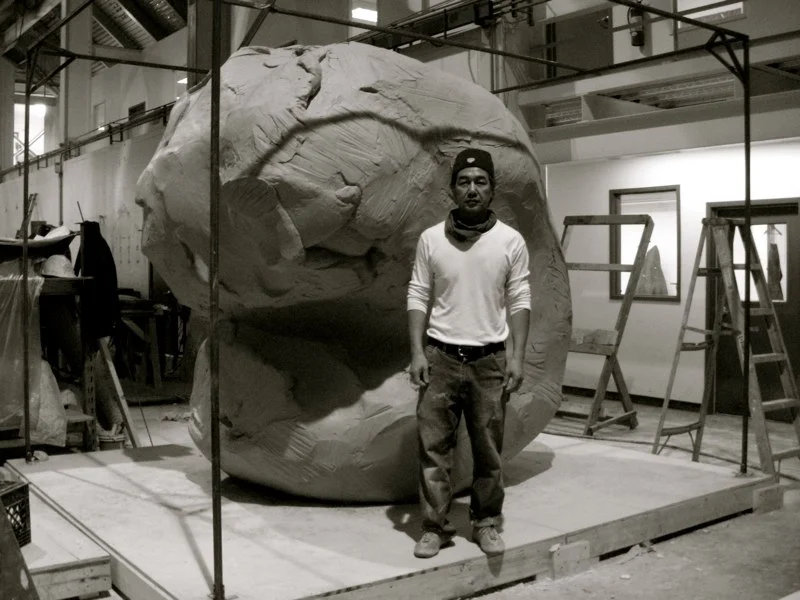 The commissioned enlargement to 8' tall bronze casting at Foundry Polich Art Works, NY, 2007