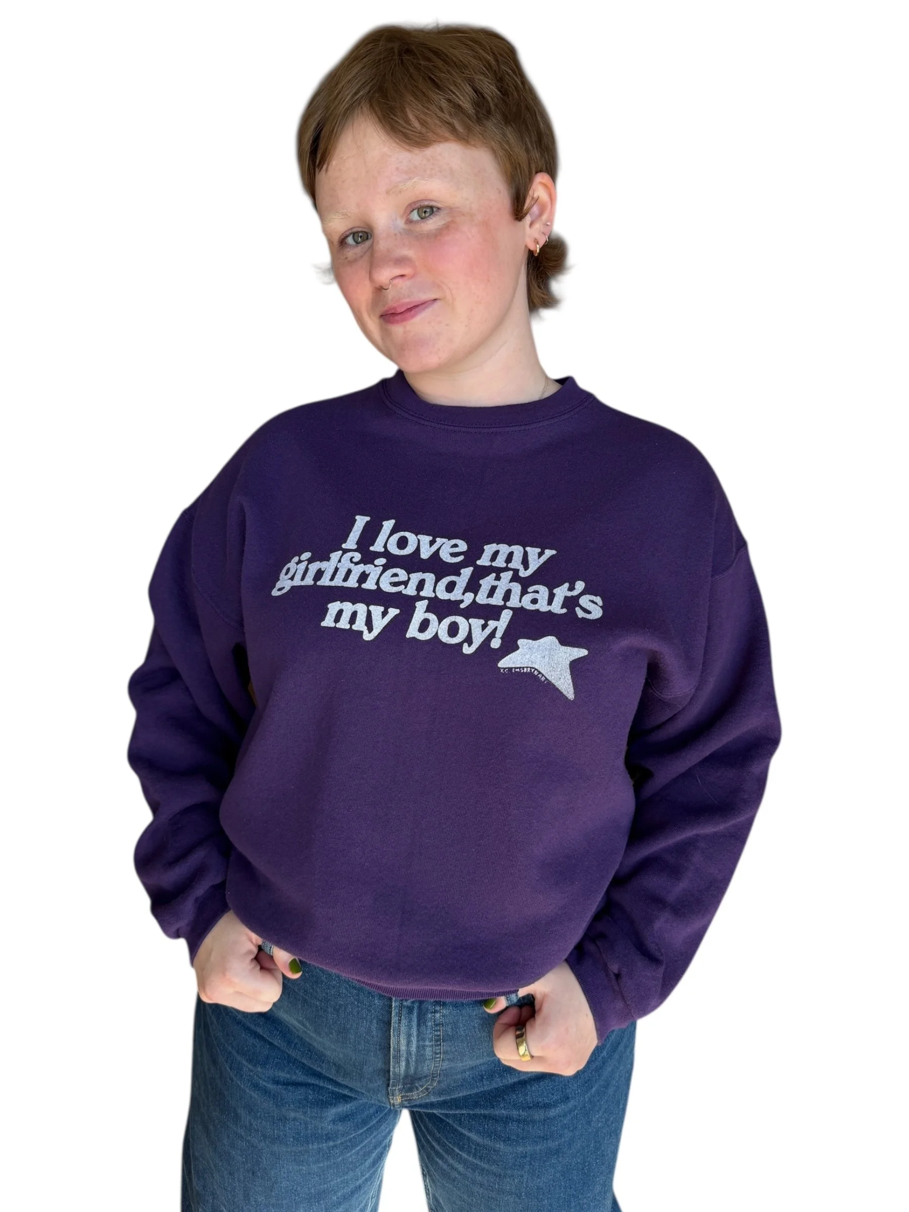 i love my girlfriend, that's my boy sweatshirt - l