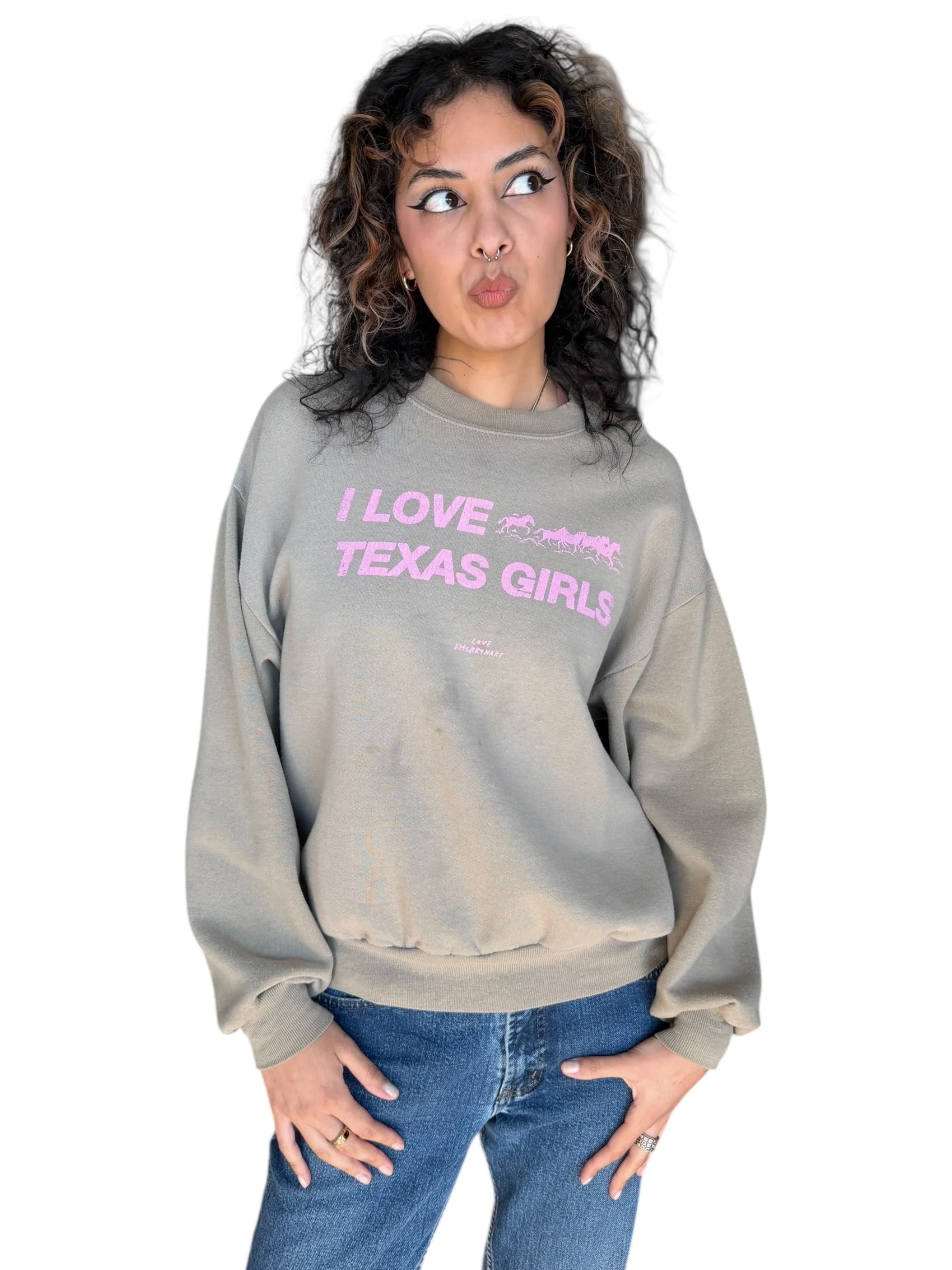 i love texas girls sweatshirt - l