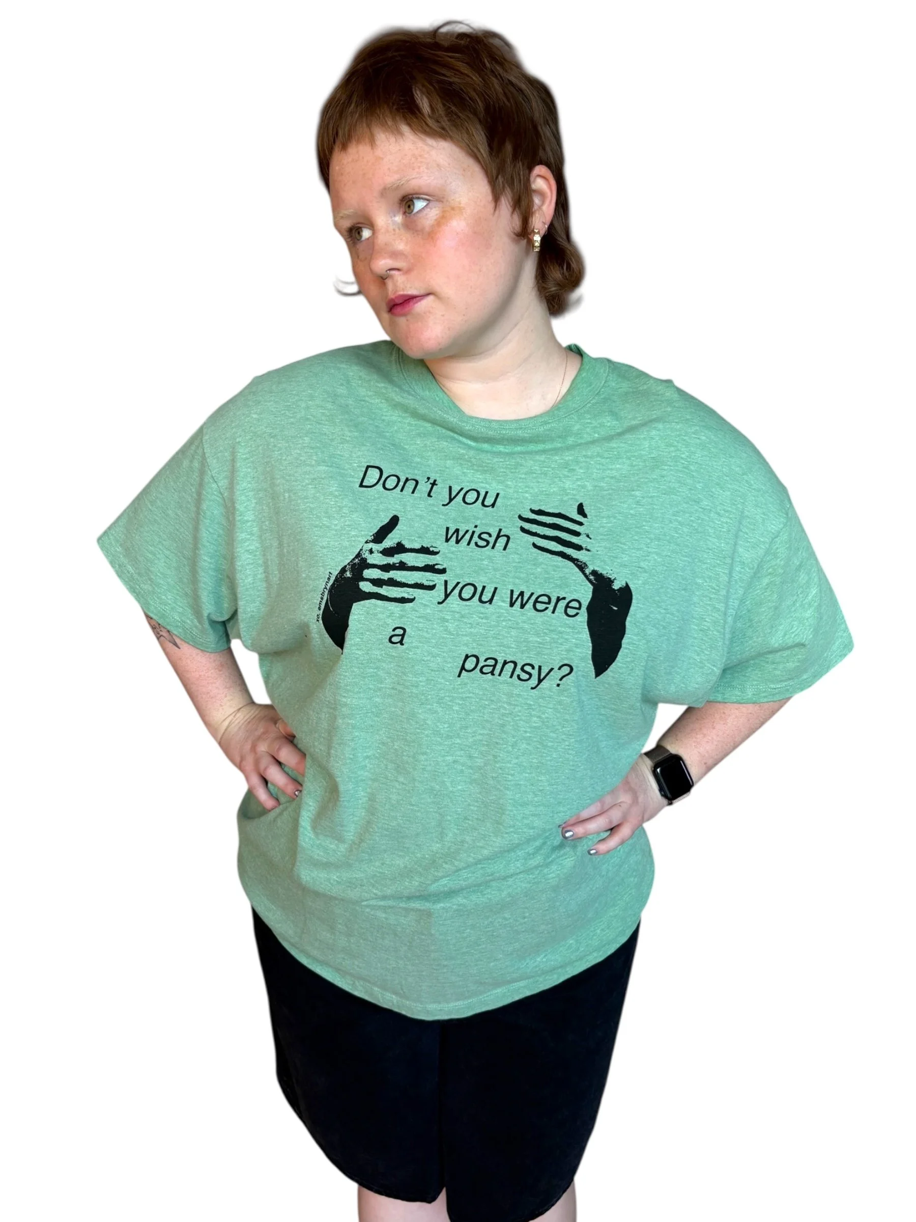 don't you wish you were a pansy tee - xl