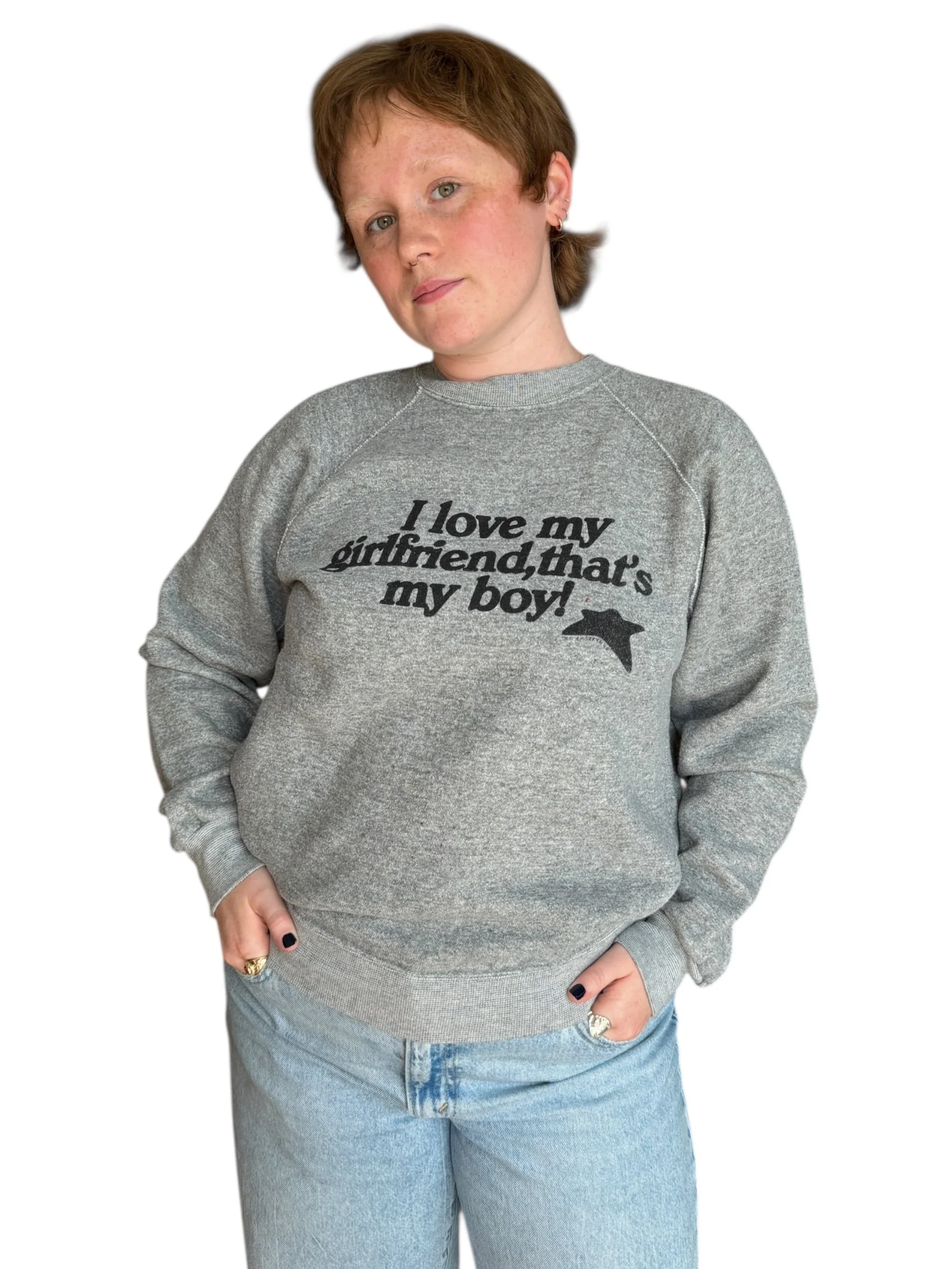 i love my girlfriend, that's my boy sweatshirt - L