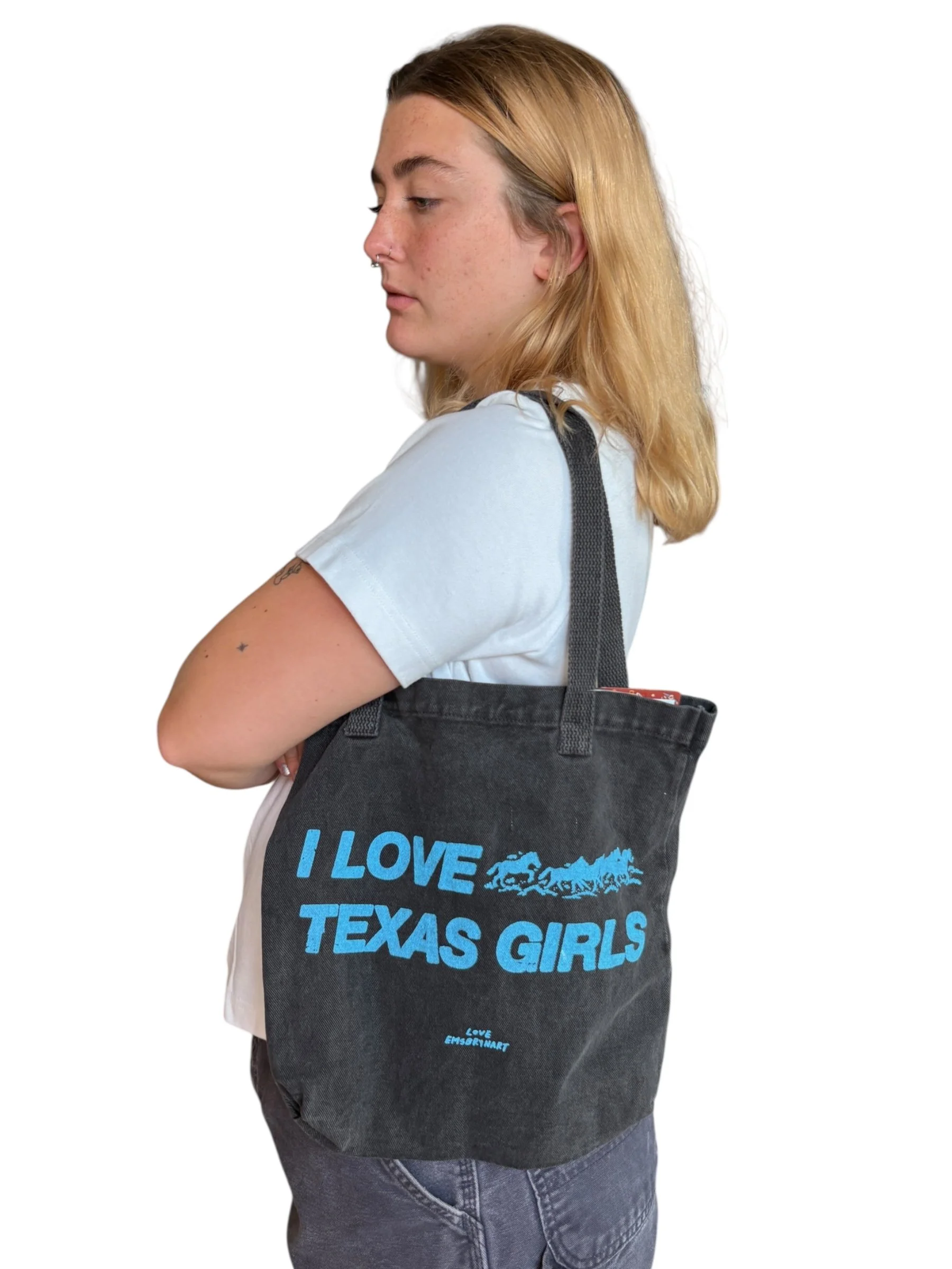 i love texas girls tote bag