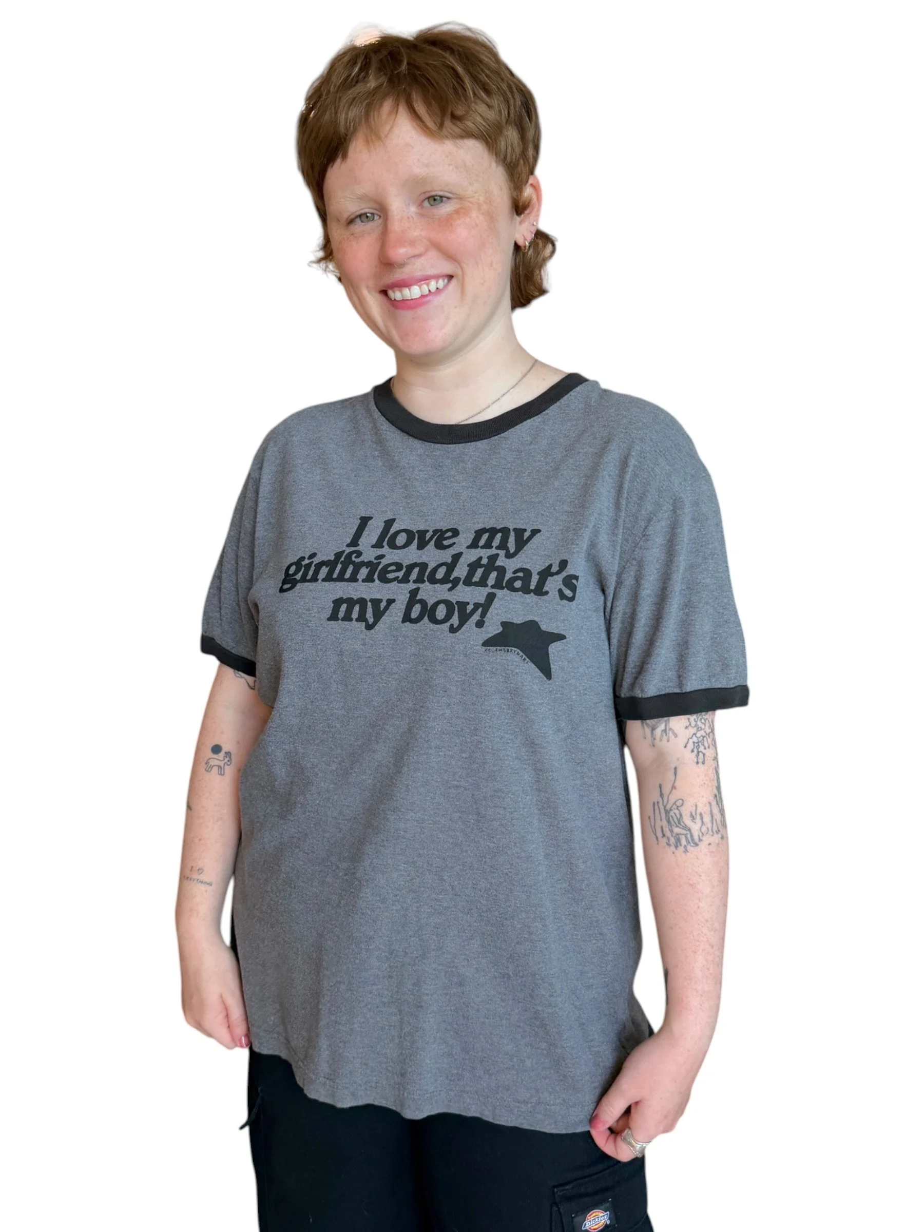 I Love My Girlfriend, That's My Boy Tee - L