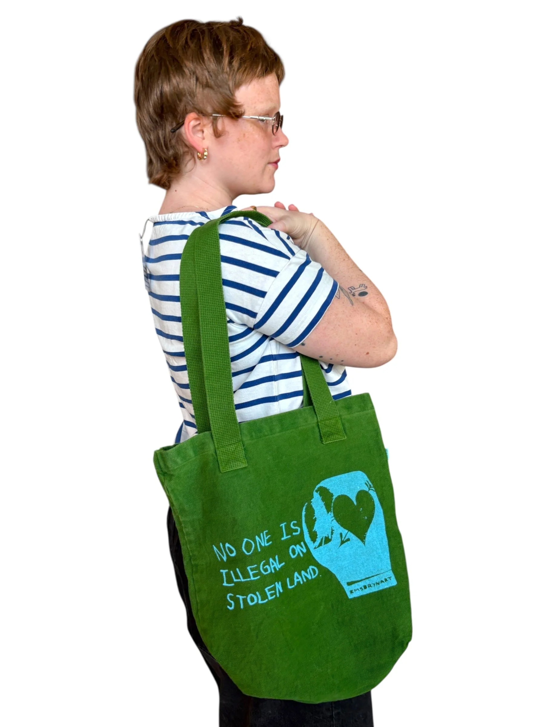 No One is illegal on stolen land tote bag