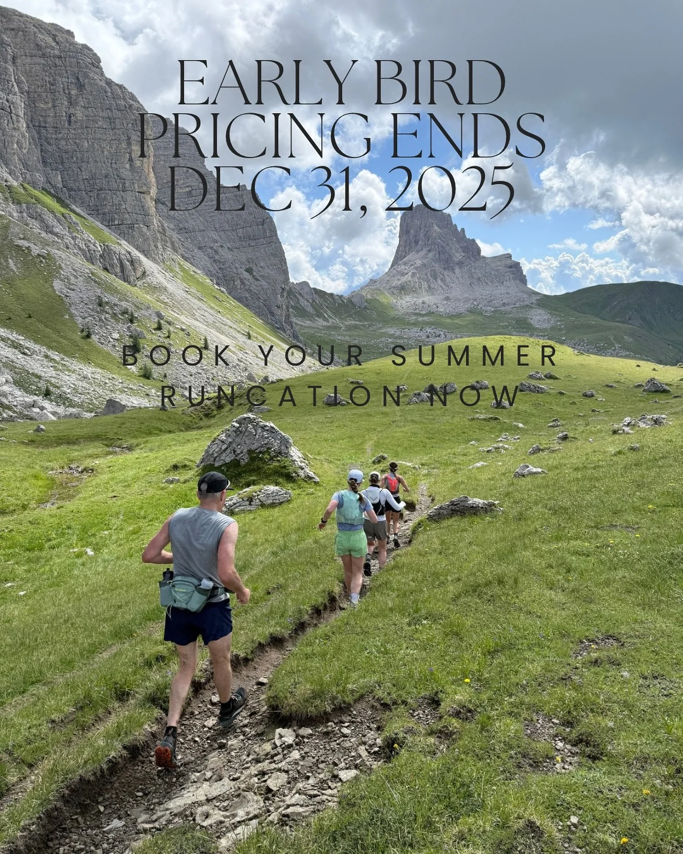 Instead of holiday deals or sales this year, we&rsquo;re offering early bird low pricing on our Runcations through the end of 2025. Book now before prices go up Jan 1, 2026!

Having trouble choosing between the Balkans, Pyrenees, Tour du Mont Blanc, 
