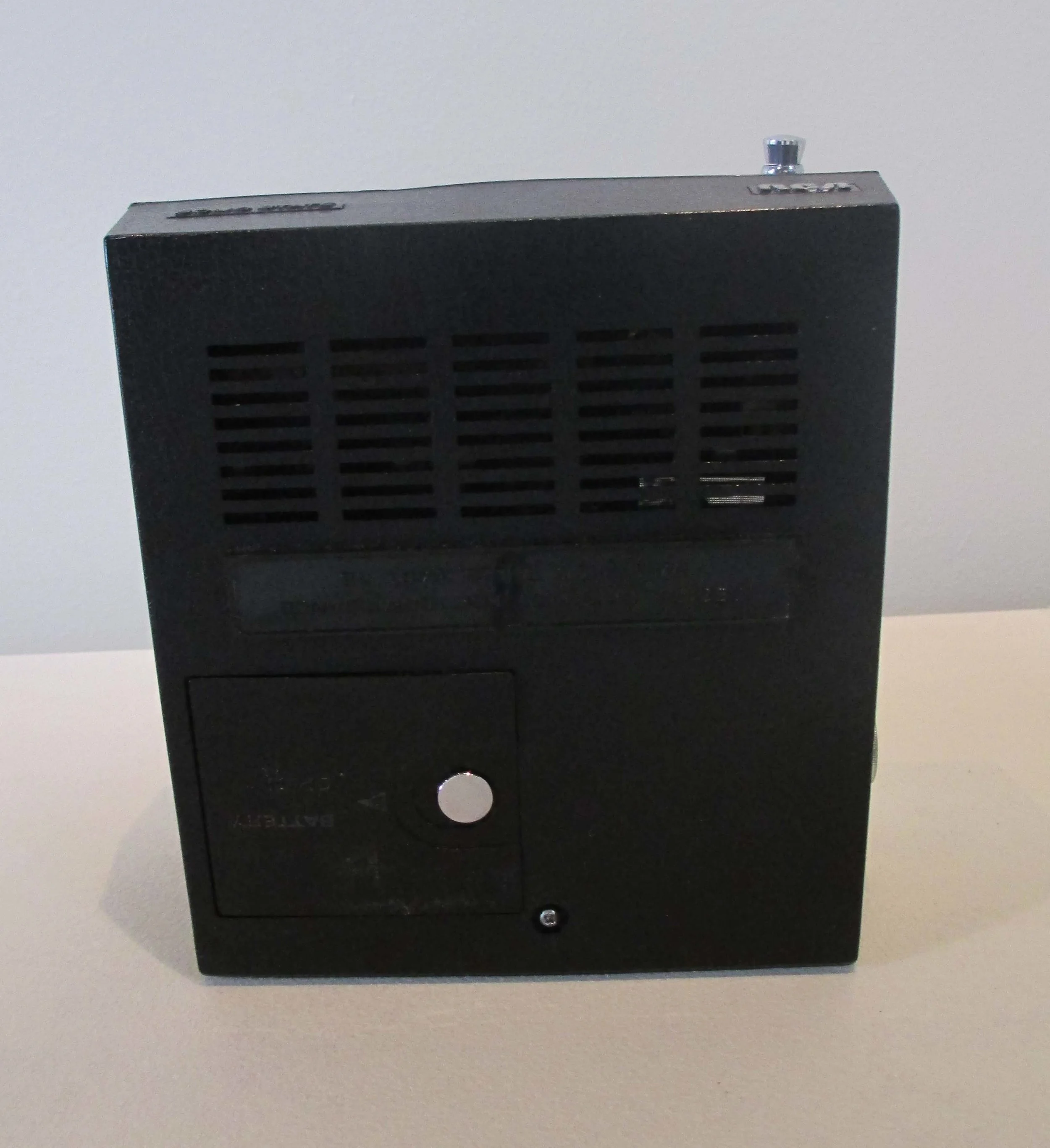 RCA Bulova 1960s Portable Transistor Folding Clock Radio Reverse Side   $150.jpg