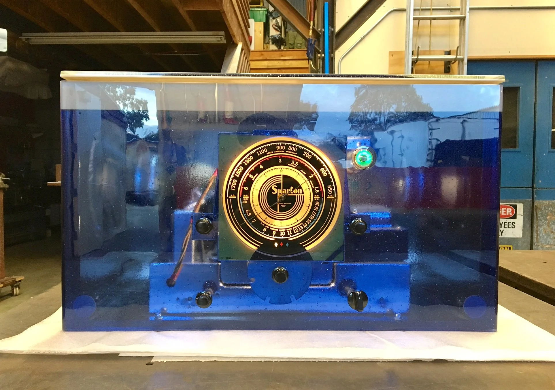 Sparton 867 1937 Radio with Nine Tubes,AM,SW,and Police Bands. Custom Glass Case Constructed by Zak Timan  $14,000.jpg