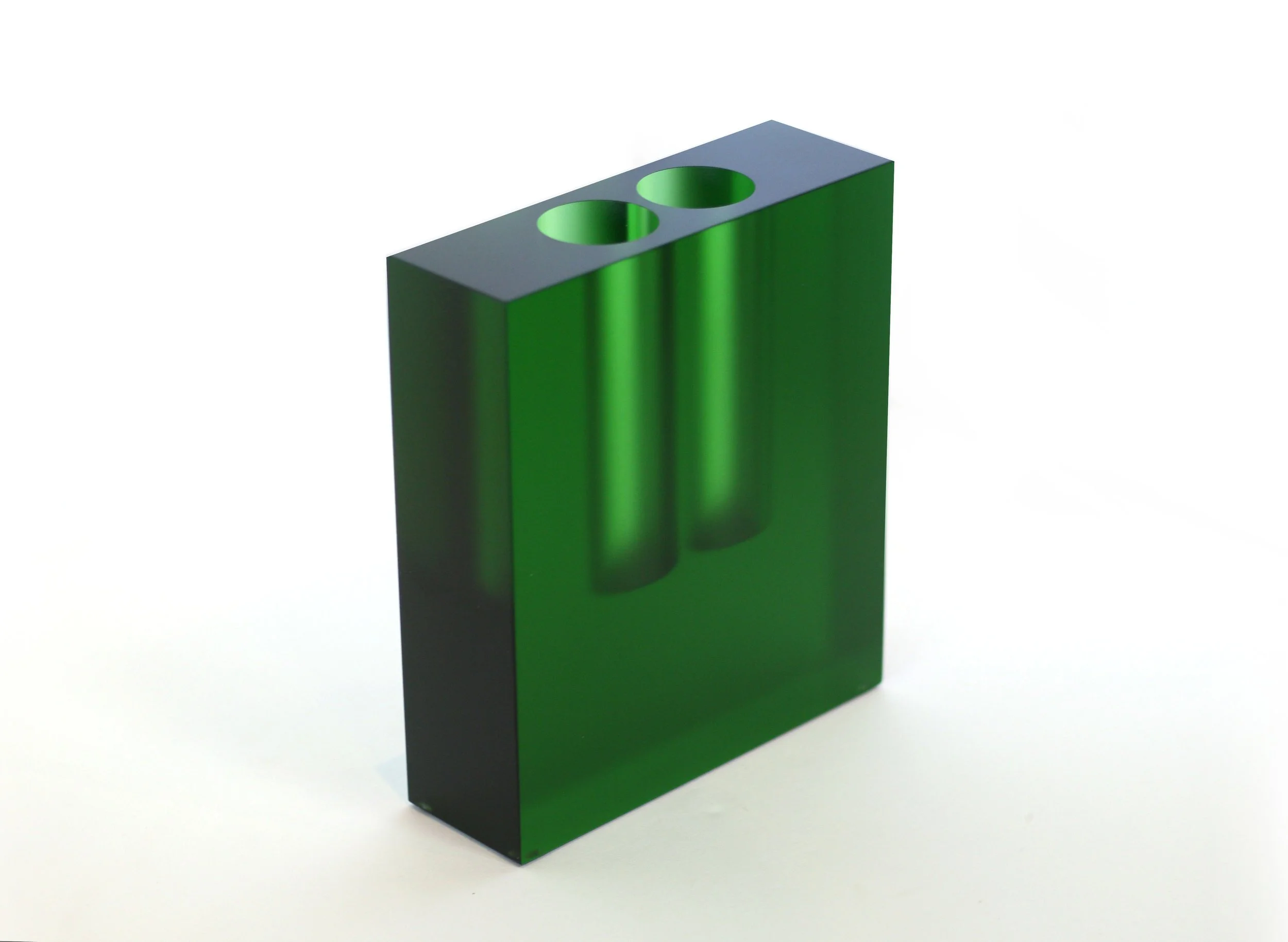 Frantisek Vizner  Green Vase  Cut and Polished Art Glass Angled  View   7.25(W) x 2.25(D) x 8.5(H) Inches   $30,000.jpeg