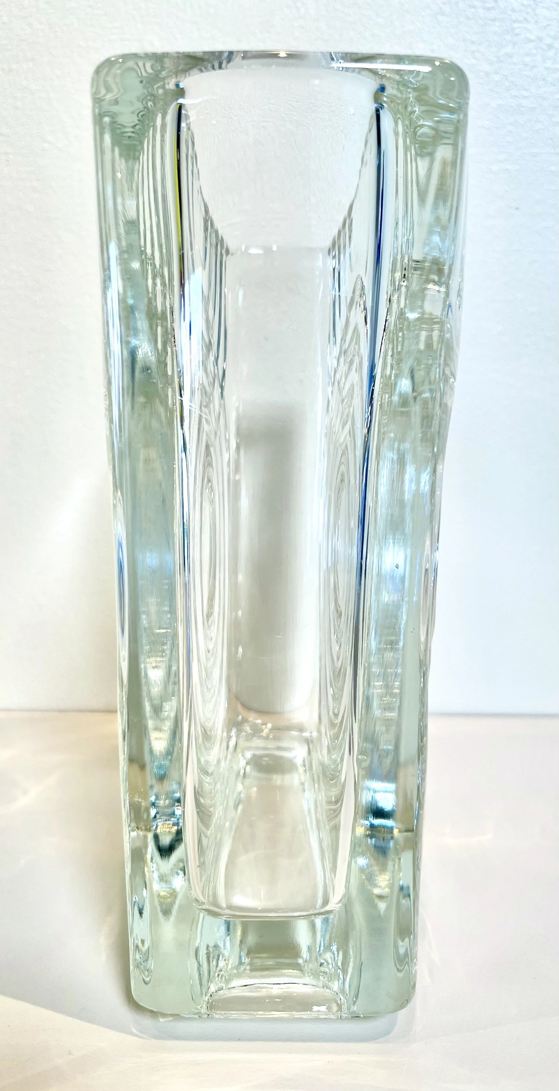 Vratislav Sotola Hermanova Hut   CZ BOHO Pressed Clear Glass Vase  Side View  6(L) x 3(D) x 7(H) Inches  $410.jpg