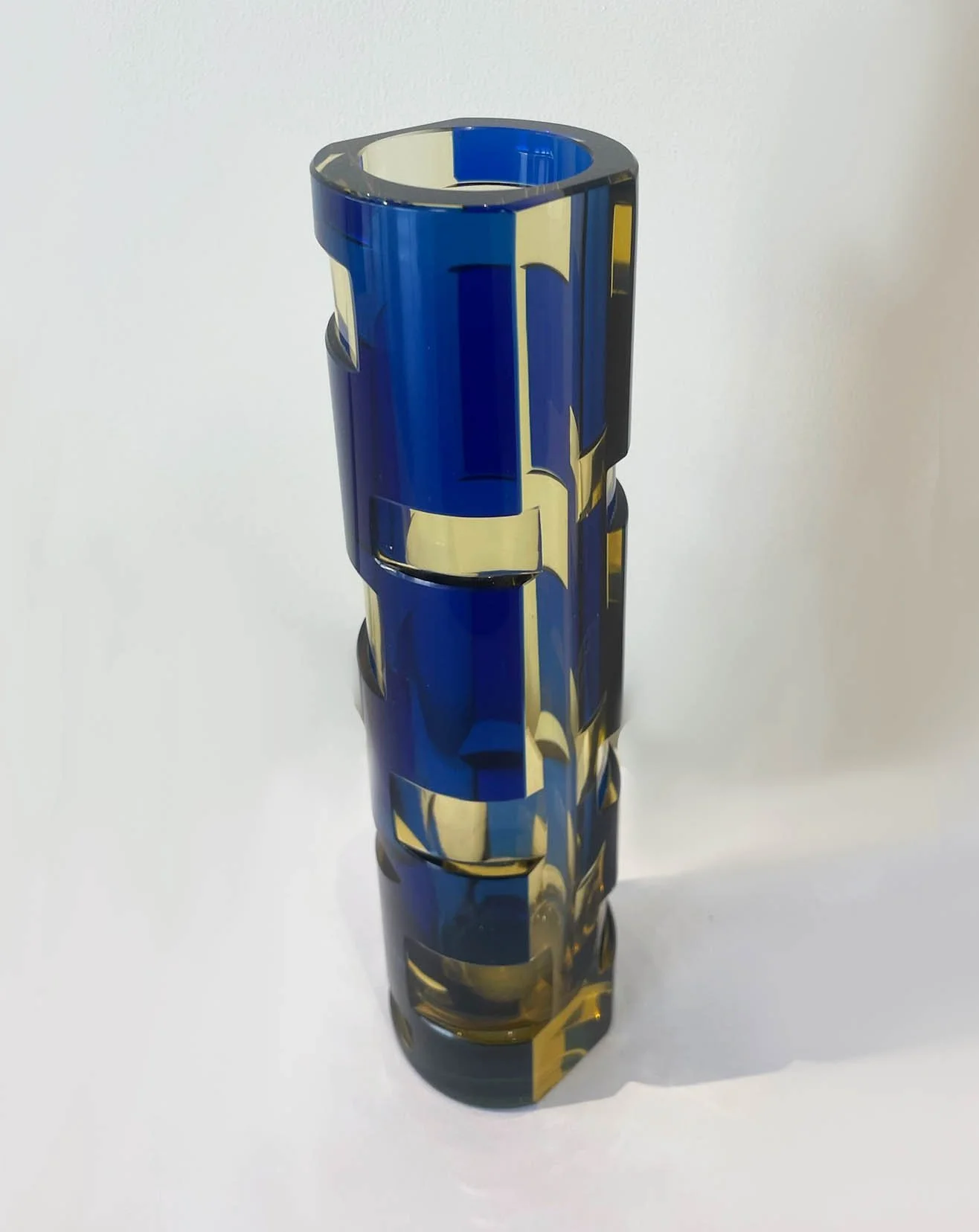 Wunsch Karel Mid-Century  Blue Dual Glass Vase   View Two   2.7(W) x 10.2(H) Inches  $700.jpg