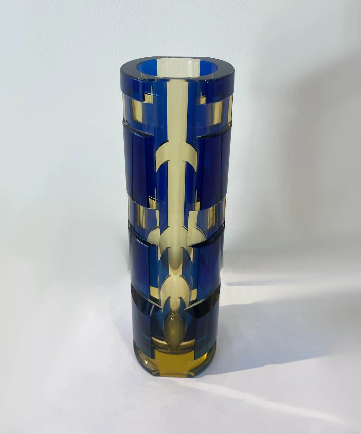 Wunsch Karel Mid-Century  Blue Dual Glass Vase  2.7(W) x 10.2(H) Inches  $700.jpg