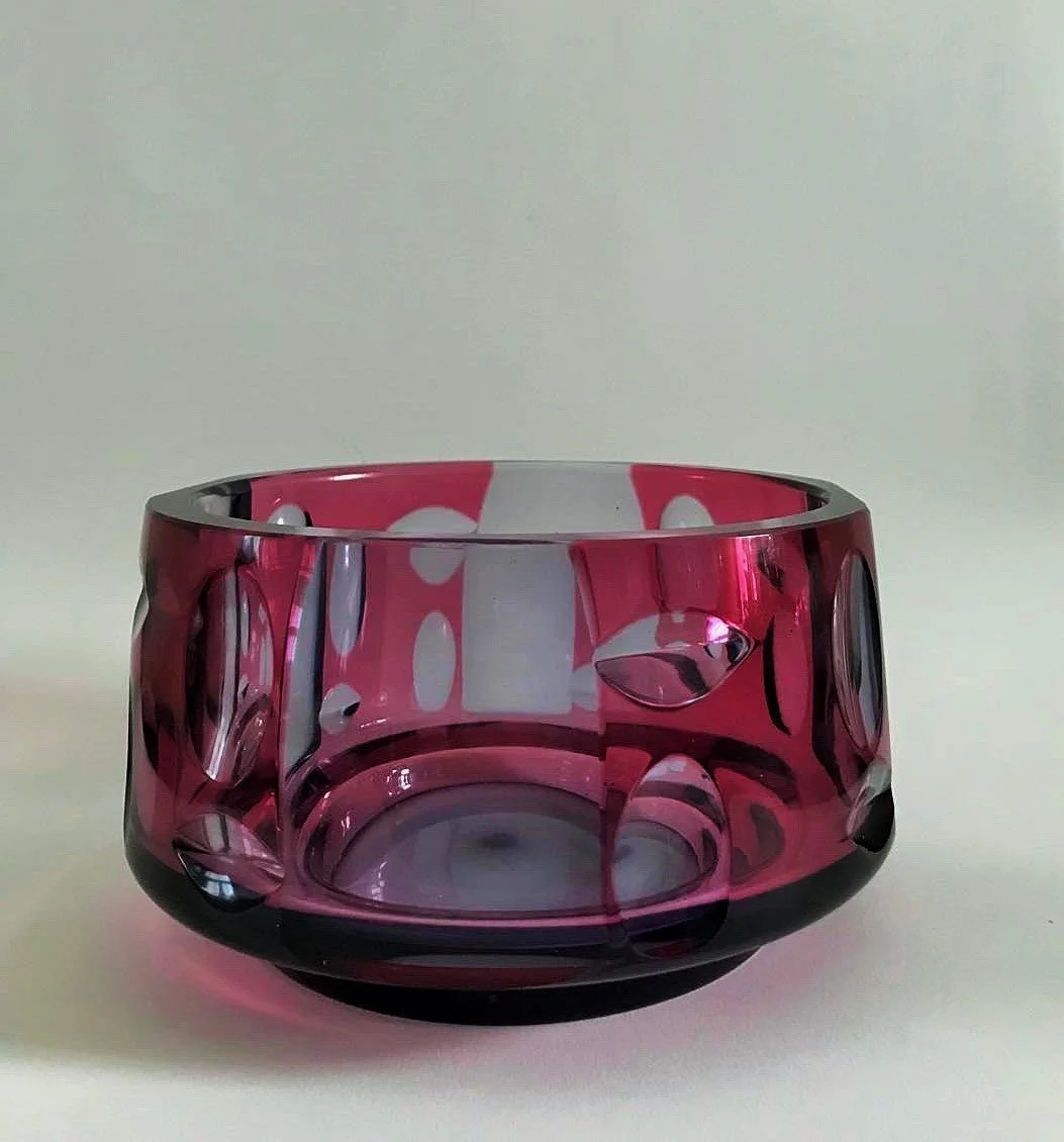 Wunsch Karel Mid-Century  Magenta Dual Glass Bowl  7.8(D) x 4.3(H) Inches  $525.jpg