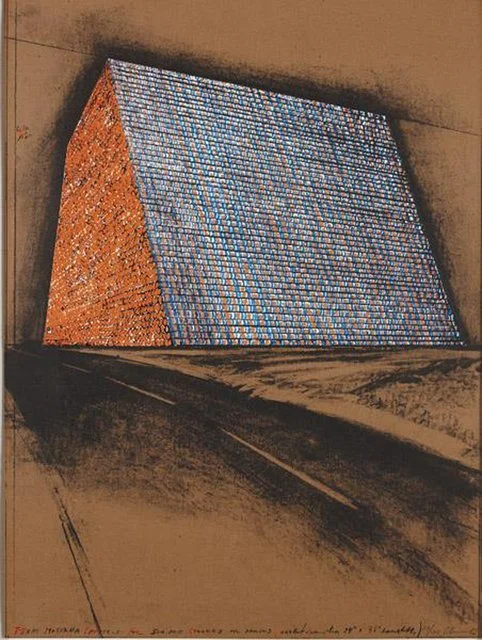 Mastaba Christo Texas, America,The Third Century,1976, Edition Number 148 of 200, Lithograph 26.25(L) x 34(H) Inches Framed $2035.jpg