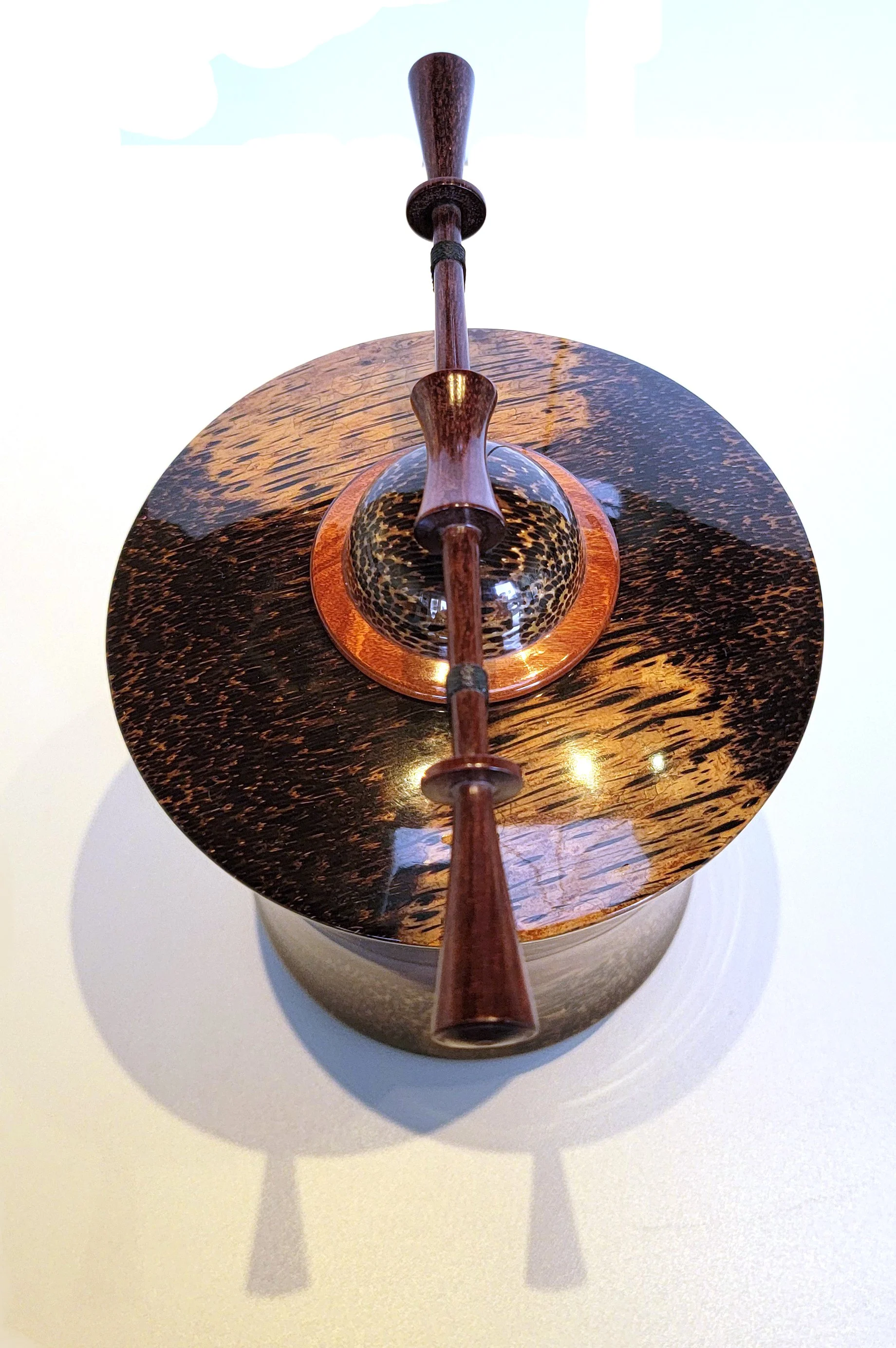 Matthew Hatala,Lidded Vessel,circa 2002,Top View,Black Palm,  8.5(L) with Lid, x 6.25(D) x 9(H) with Lid $1177.jpg