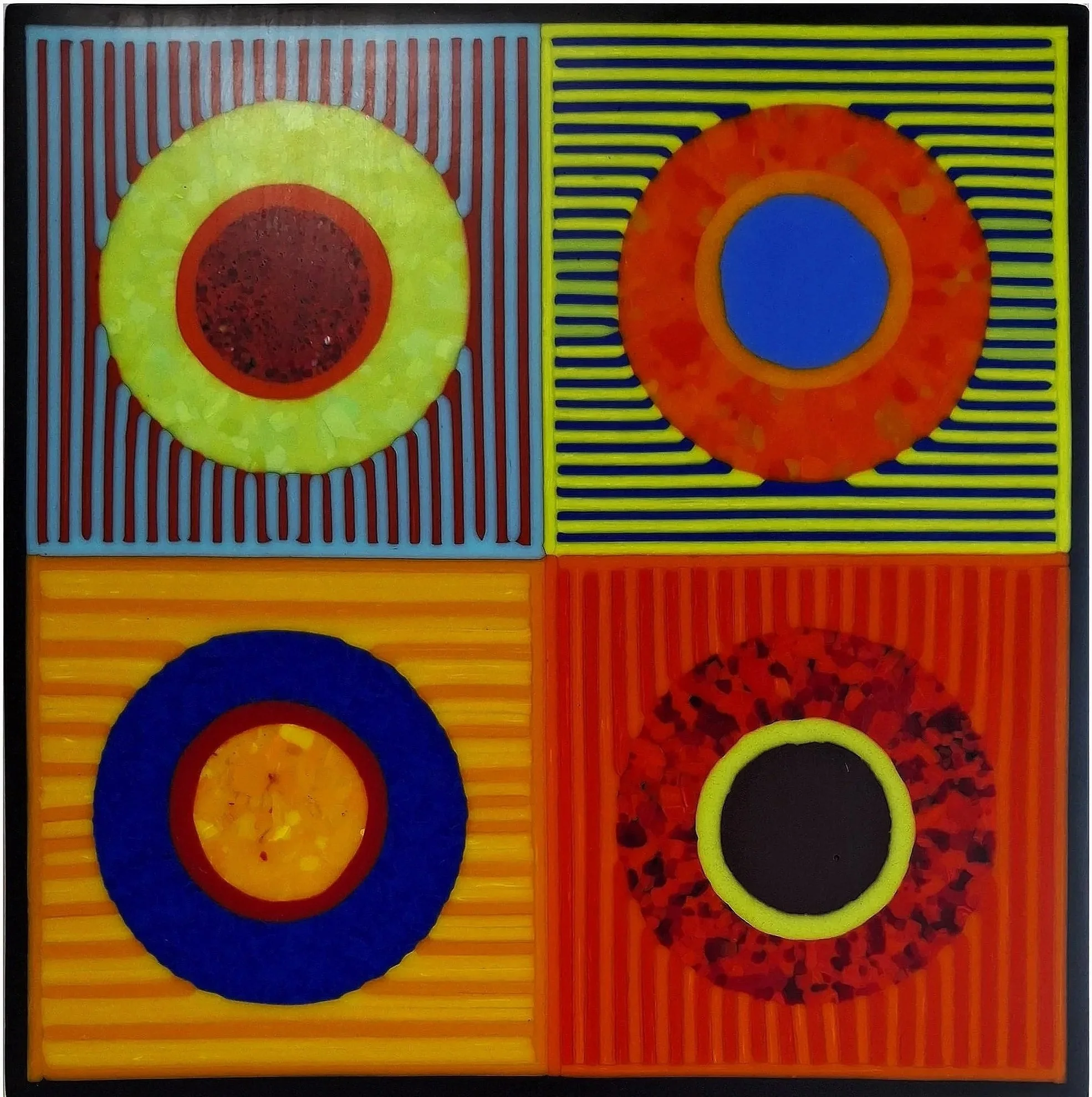 Redball Project  #6, Fused Glass Wall Panel, 10.5(W) X 10.5(H) Inches, $900