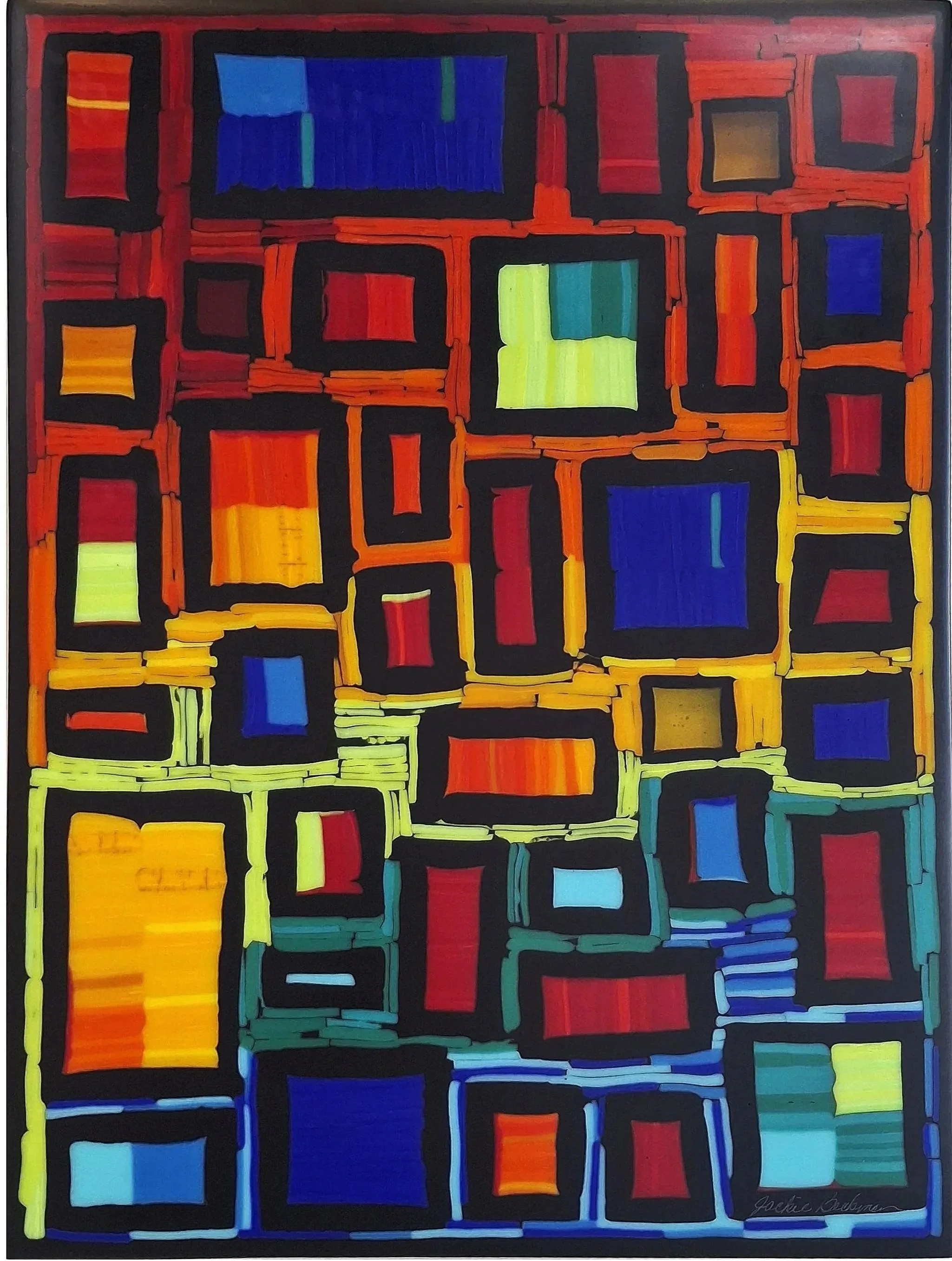The Alley Side, Fused Glass Wall Panel, 12.5(W) x 17(H) Inches, $1995