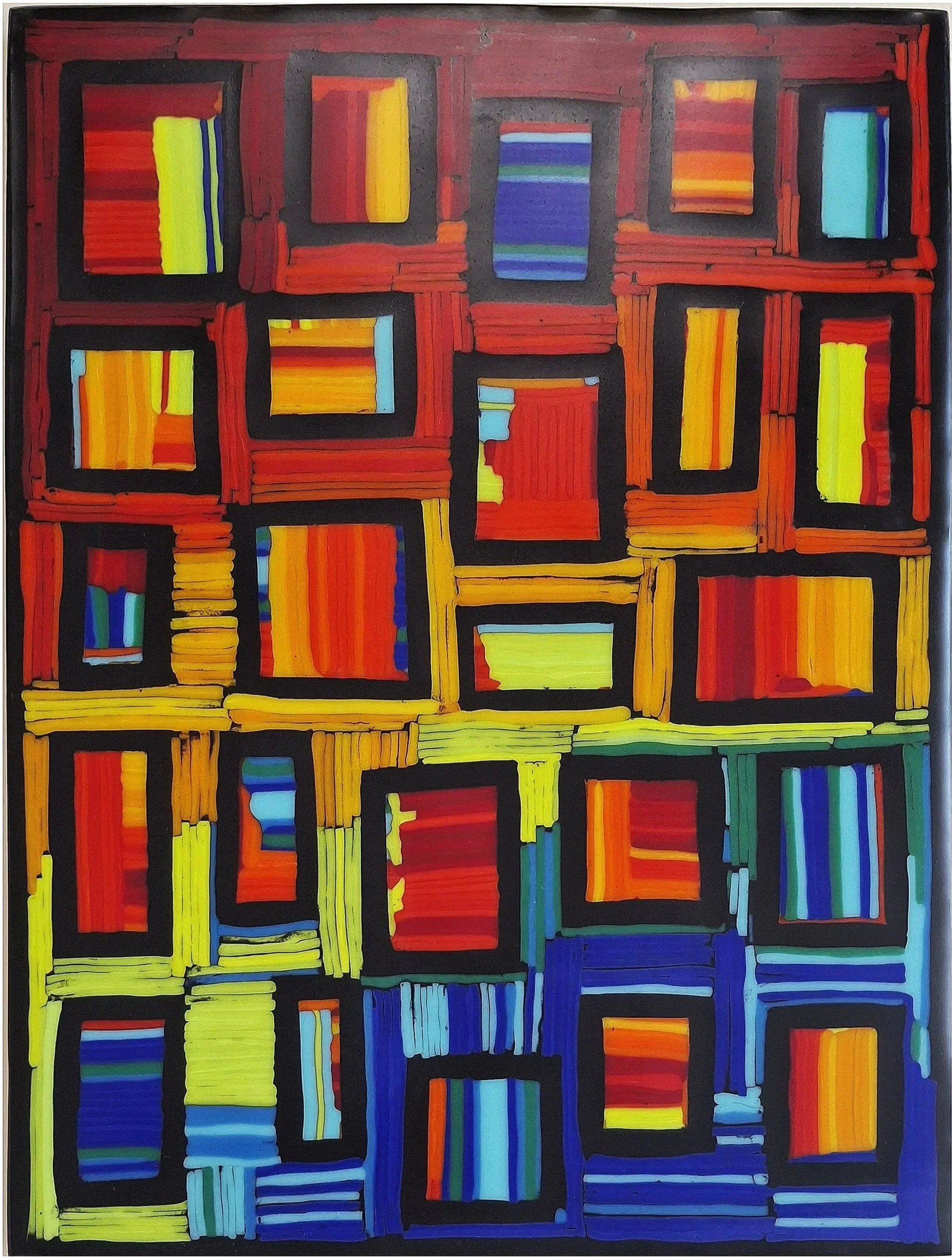 The Alley Side 2, Fused Glass Wall Panel, 13(W) x 17.5(H) Inches, $1995