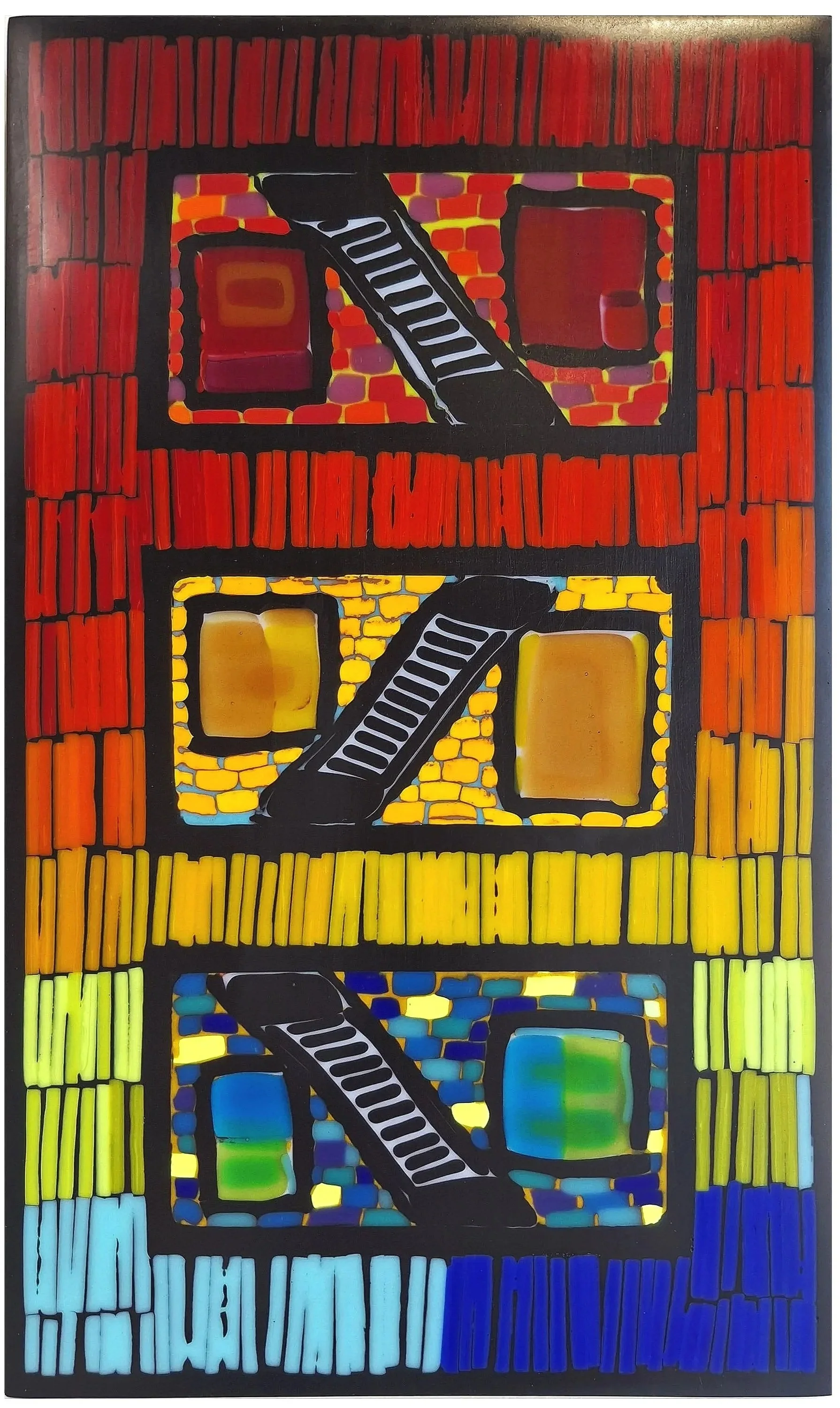 The Alley Side 3, Kilncast and Coldworked Glass Wall Panel, 8.5(W) x 14.25(H) Inches, $1195