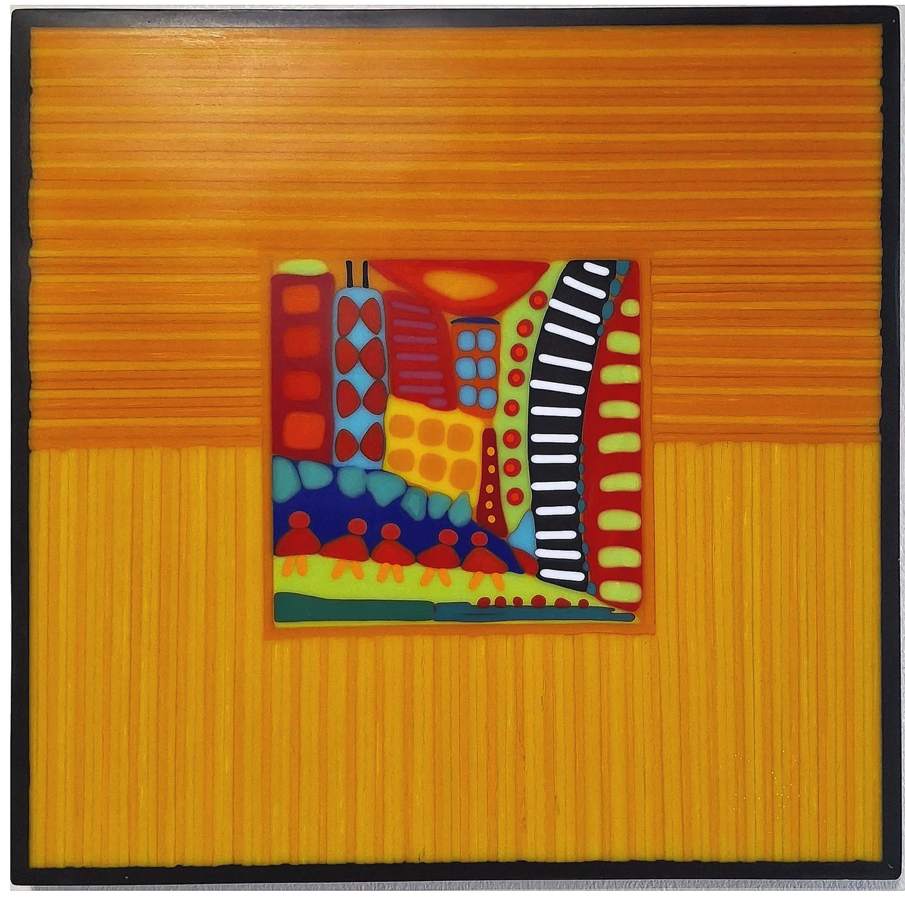Snapshots in Squares #3, Fused Glass Wall Panel, 12(W) x 12(H) Inches, $1495