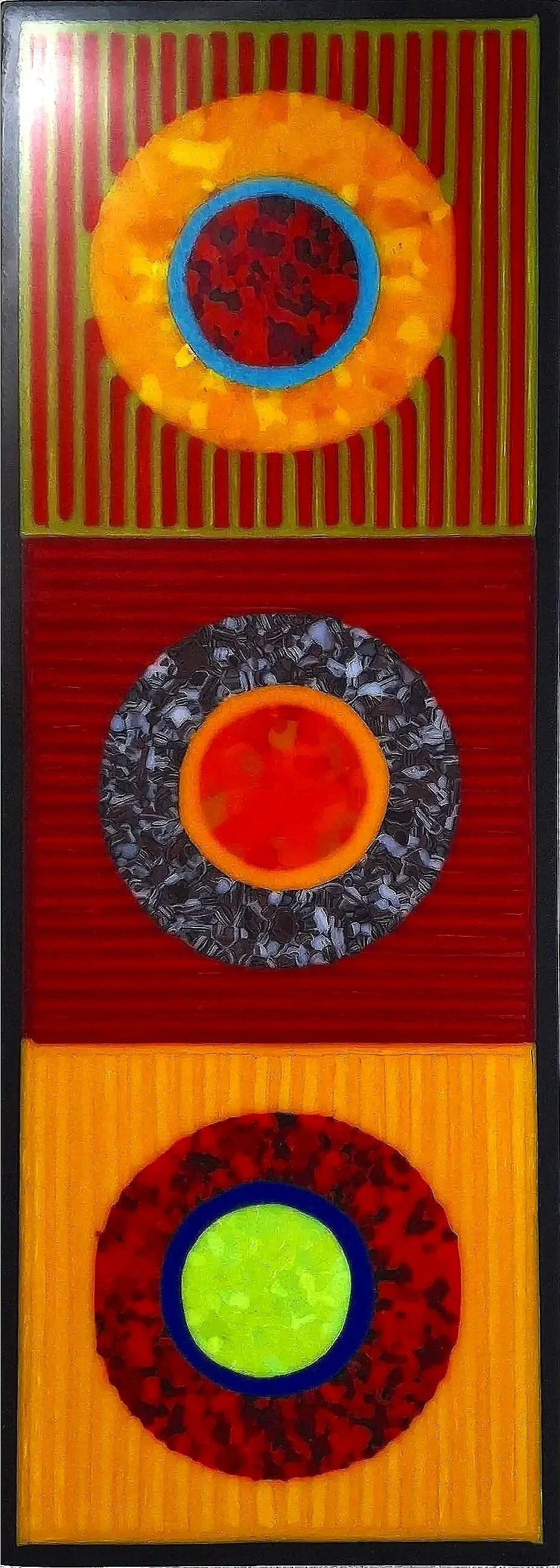 Redball Project 5, Fused Glass Wall Panel, 15.75(W) x 5.5(H) Inches, $700