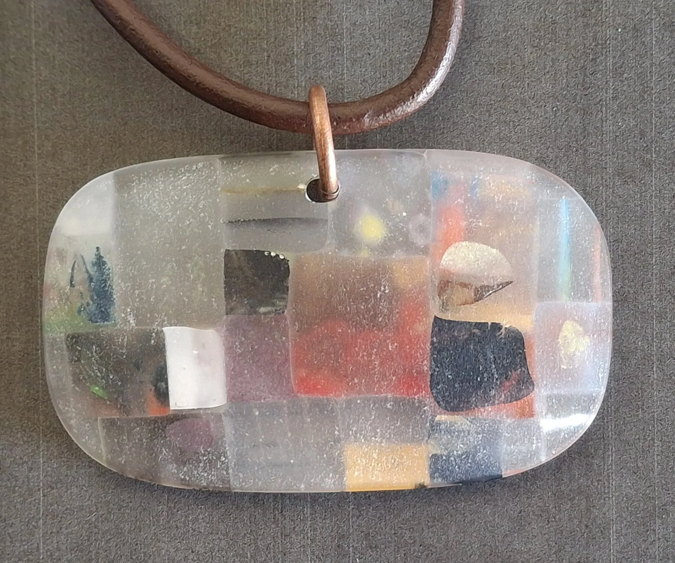 Orange and Gray Blocks Pendant