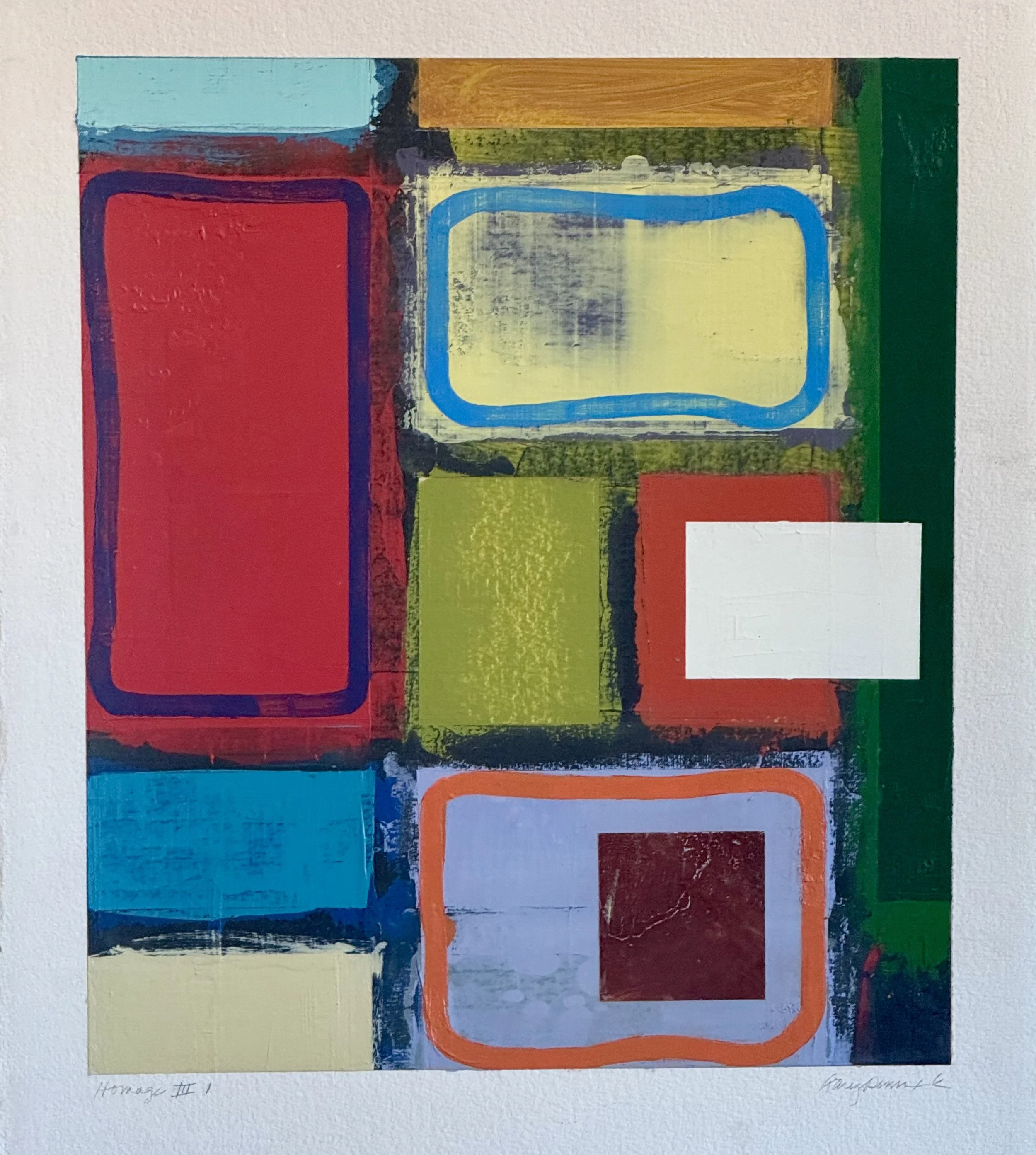 HOMMAGE III-1  ACRYLIC ON PAPER 28(W) X 31.75(H) INCHES, FRAMED $1880