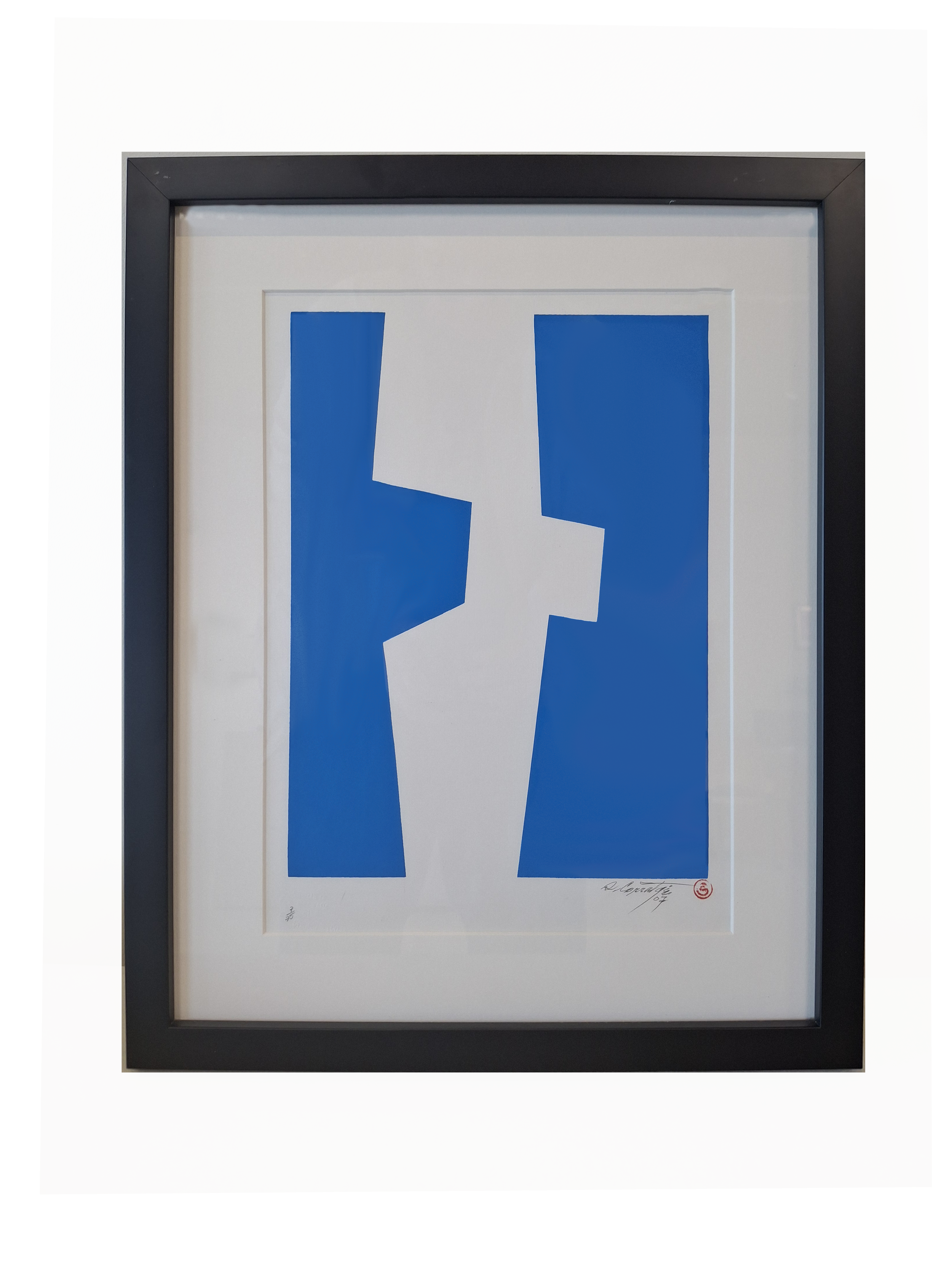 Salvador Corratge Abstraccion, 2007 (Blue, White) Serigraph On Paper, Ed 3 Of 75, Signed X 14.75 (W) X 18.5 (H) Inches $750.00.png