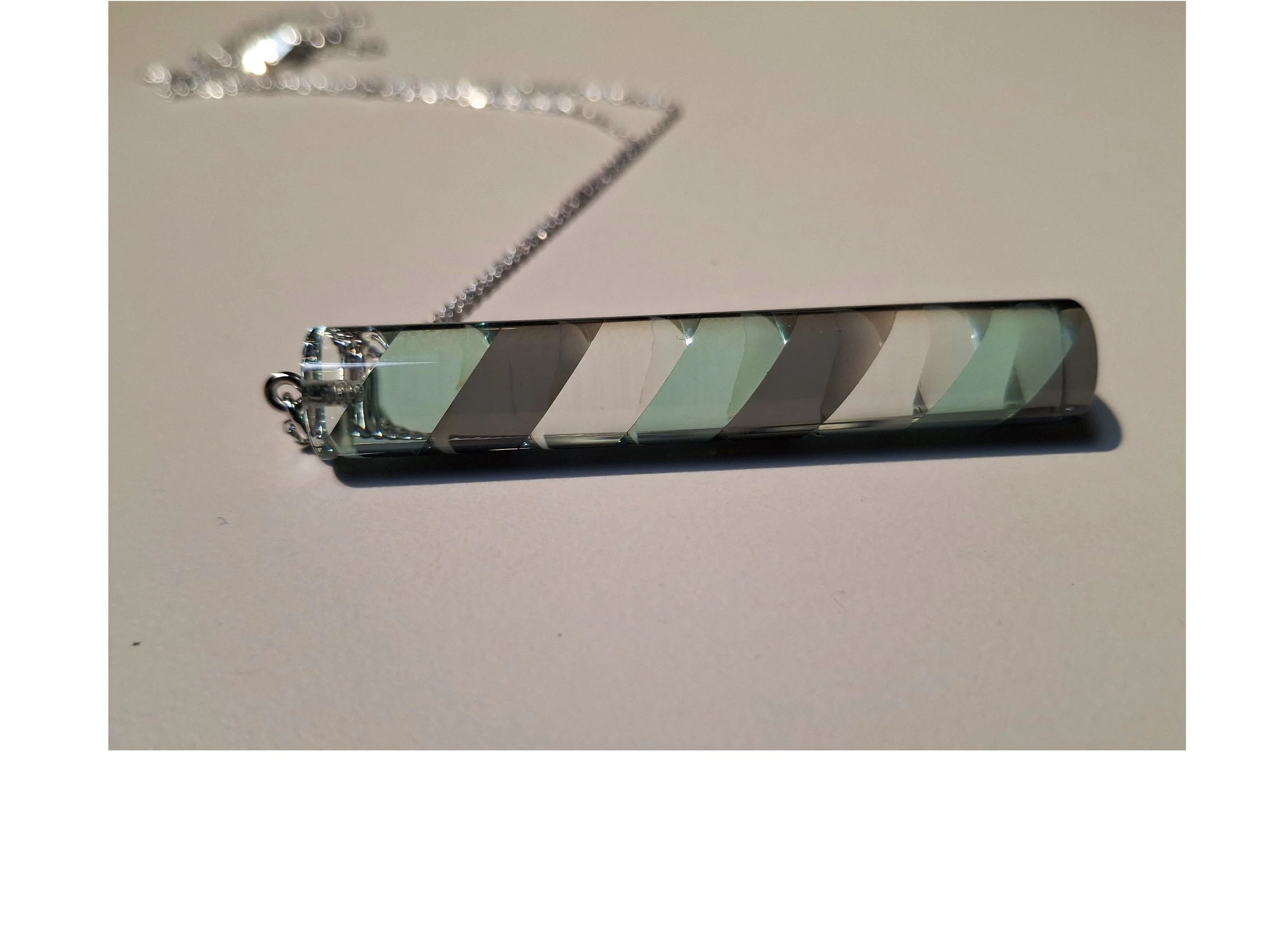 Cylinder Pendant: Green Gray Clear