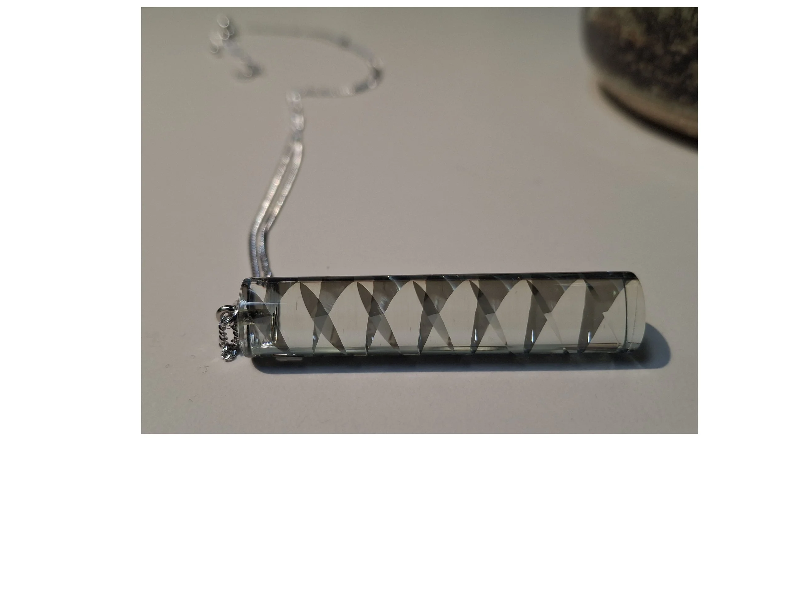  Criss Cross Pendant Clear and Gray