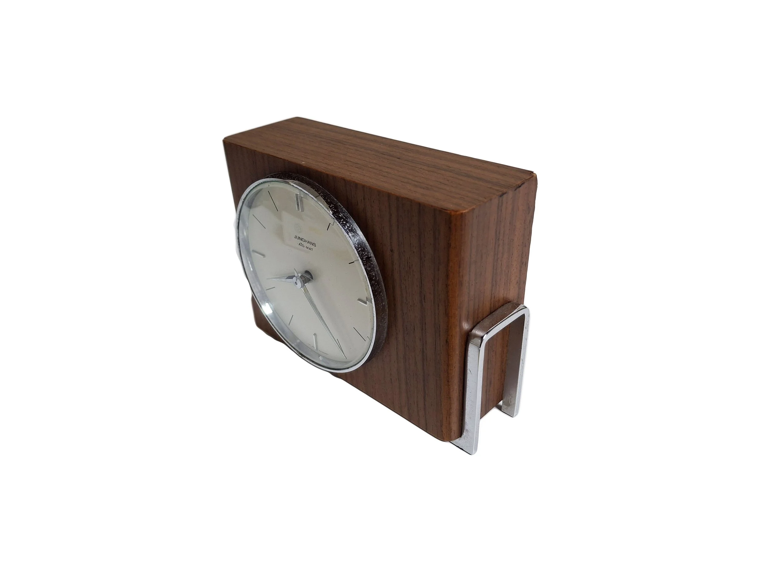 junghans mcm bauhaus inspired desk clock with chrome accents 4.jpg