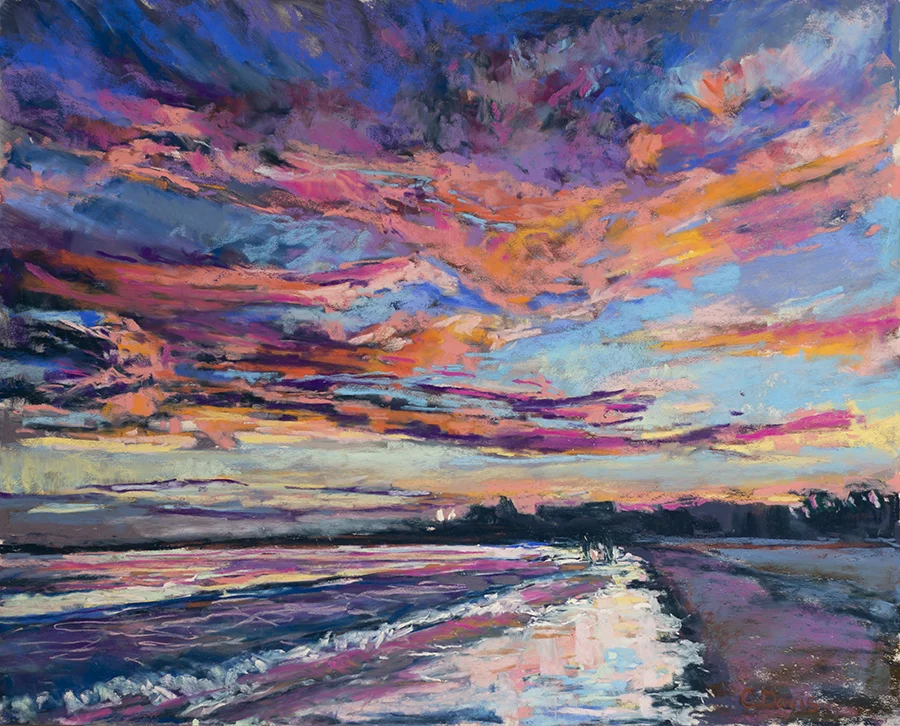 Pine Point Sunset , 16 x 20 inches, Pastel on UART