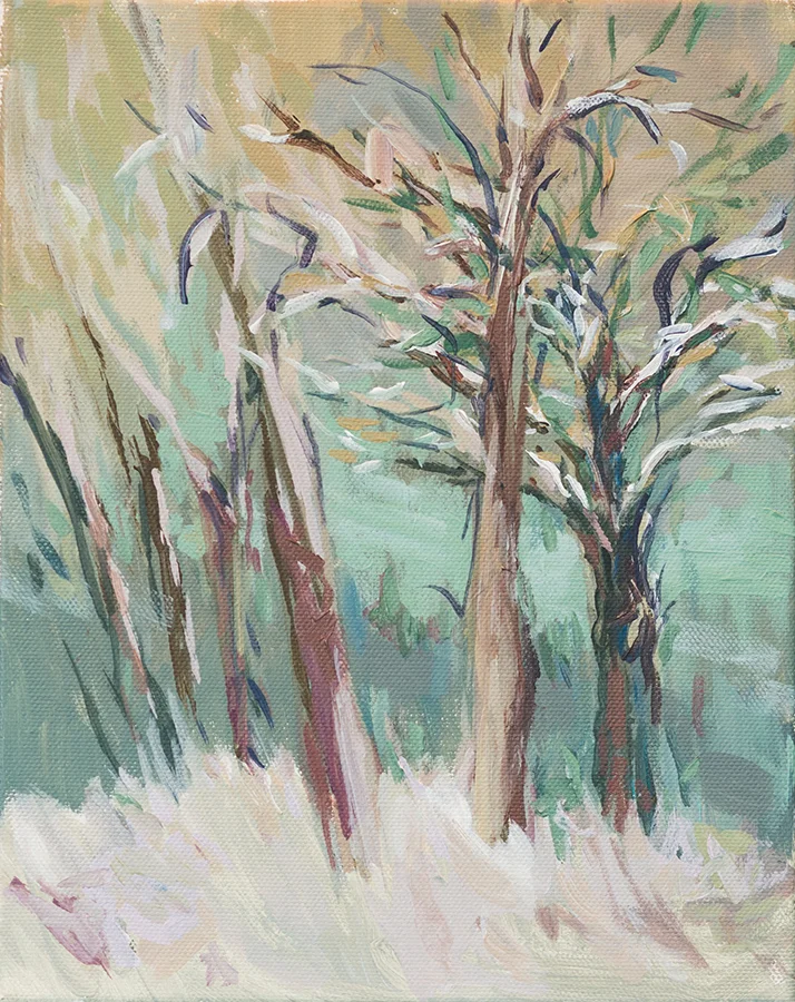 Mint Trees , 10 x 8 inches, acrylic on wooden panel