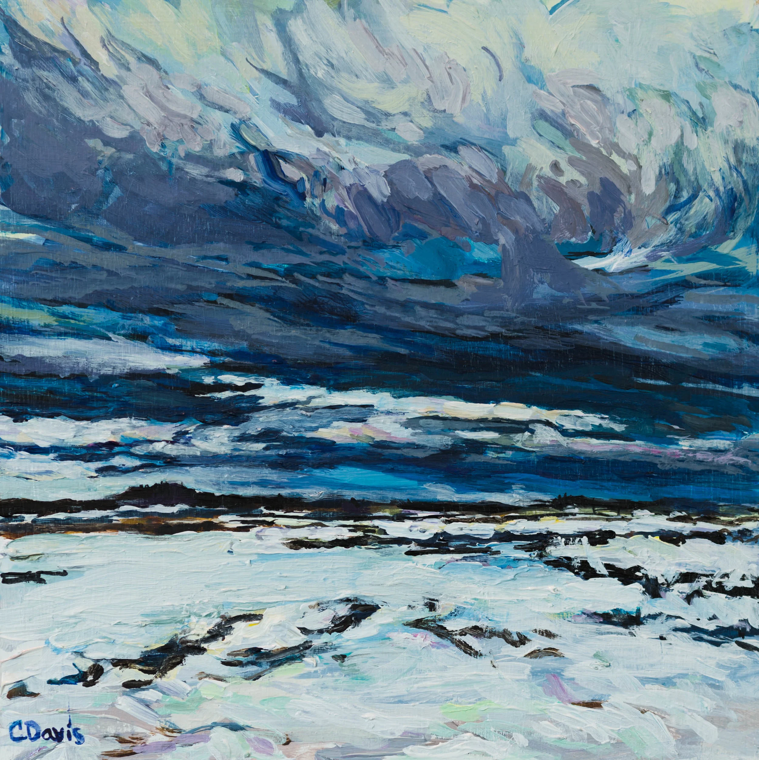 Cold Morning , 10 x 10 inches, acrylic on wooden panel