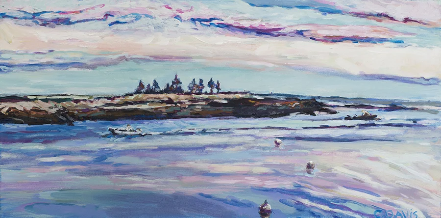 Boothbay Island View , 12 x 24 inches, acrylic on canvas
