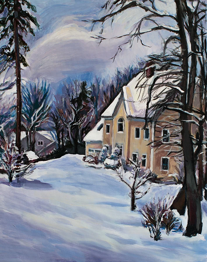Neighborhood in Snow , 28 x 22 inches, acrylic on canvas