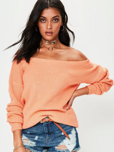 Copy of Orange Off Shoulder Knitted Jumper