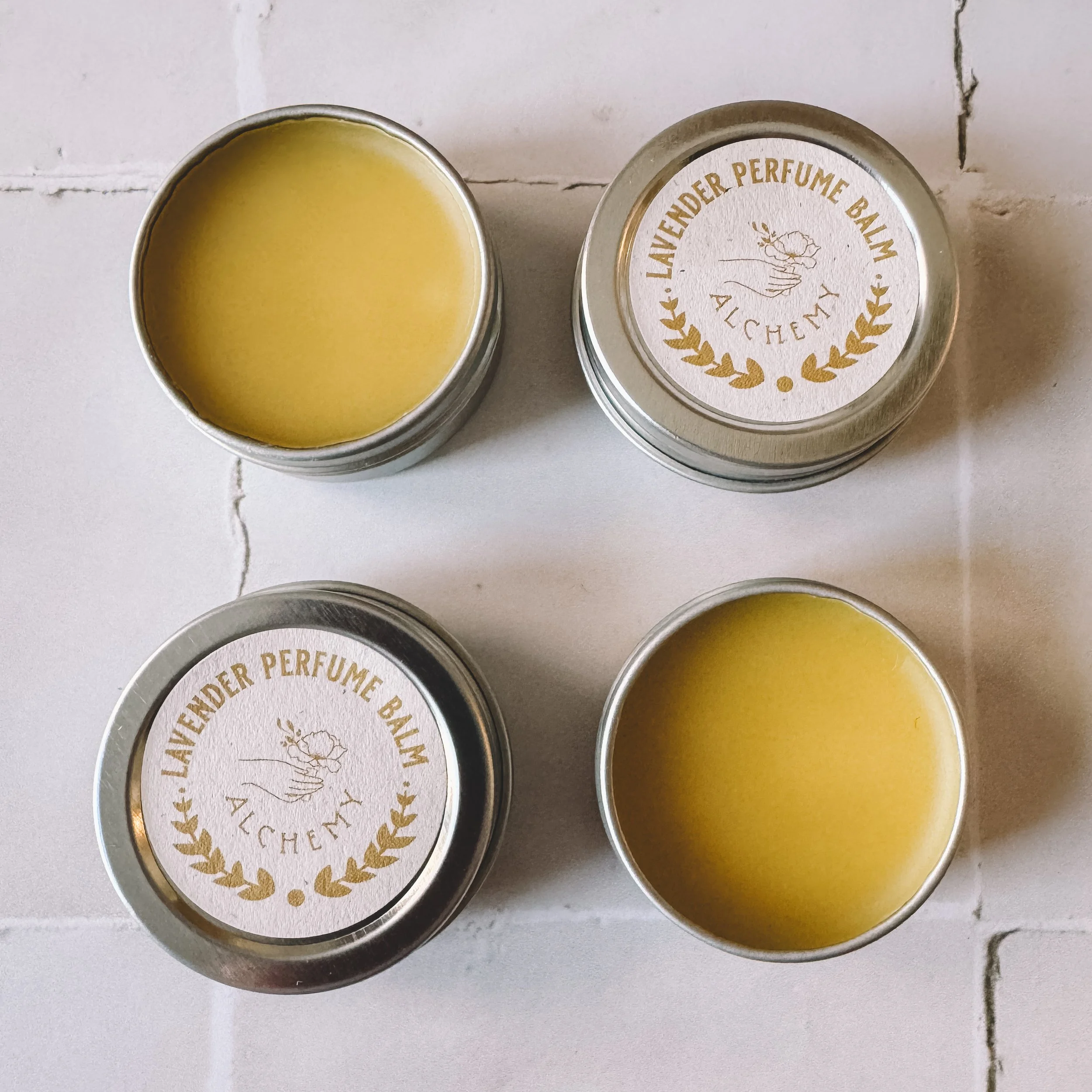 lavender perfume balm flat lay - four pots.JPG