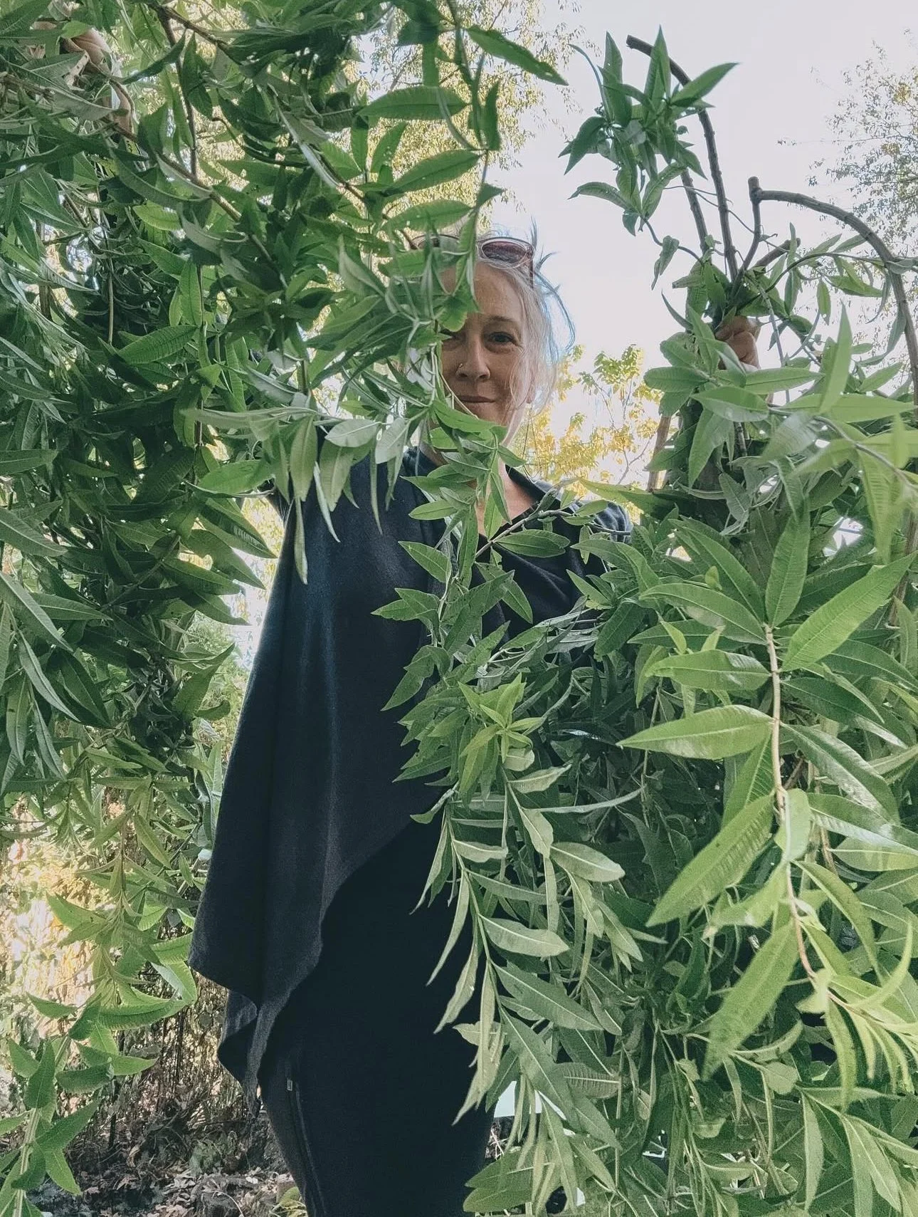 selfie with lemon verbena - posing like men do with fish - small batch distiller.jpg