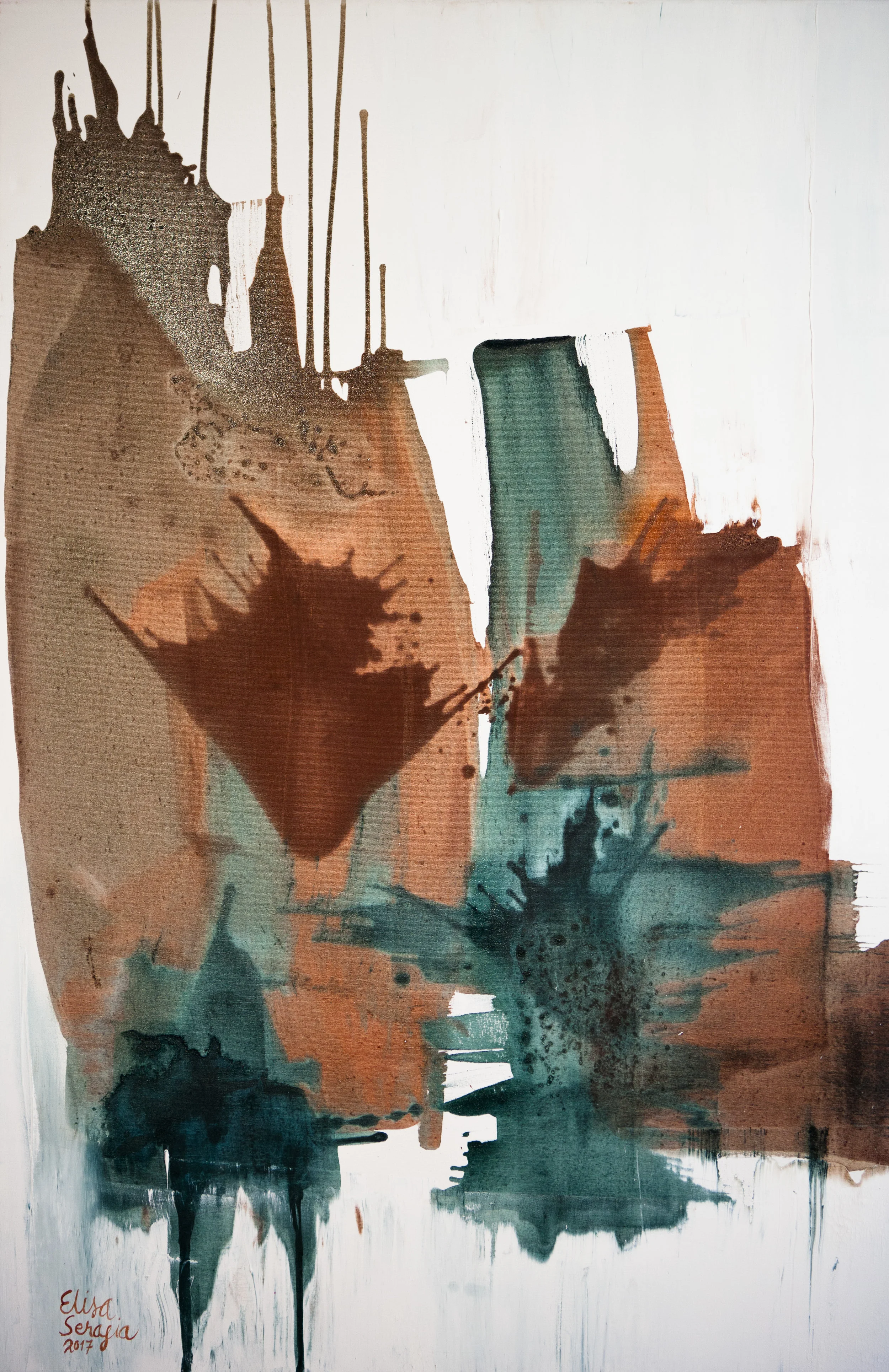 Lehtipöllö Pigment on canvas 100 x 150 cm 2017