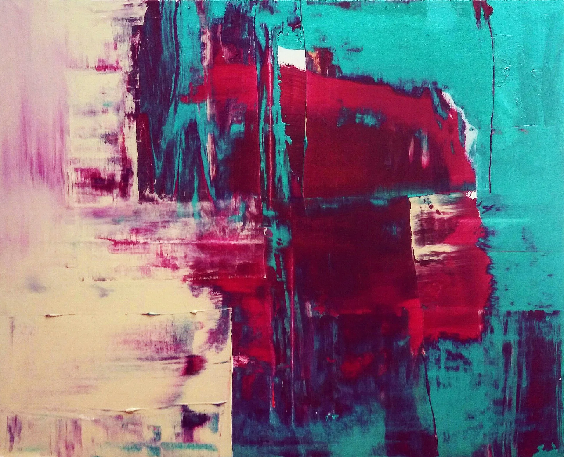 Kevätromanssi Acrylic and pigment on canvas 81 x 100 cm 2017