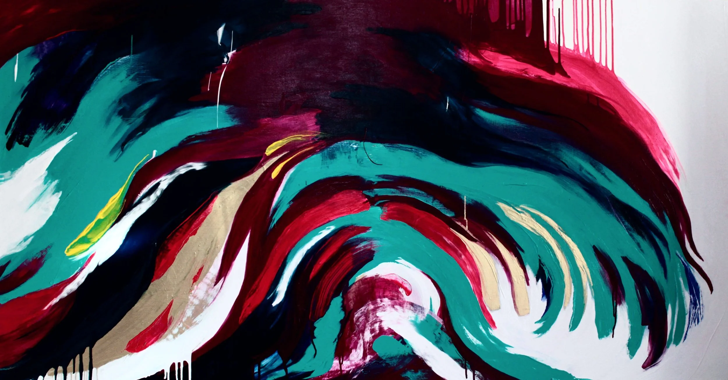 Fontána, Akryyli ja pigmentti kankaalle, 100 cm x 190 cm Myyty / Sold