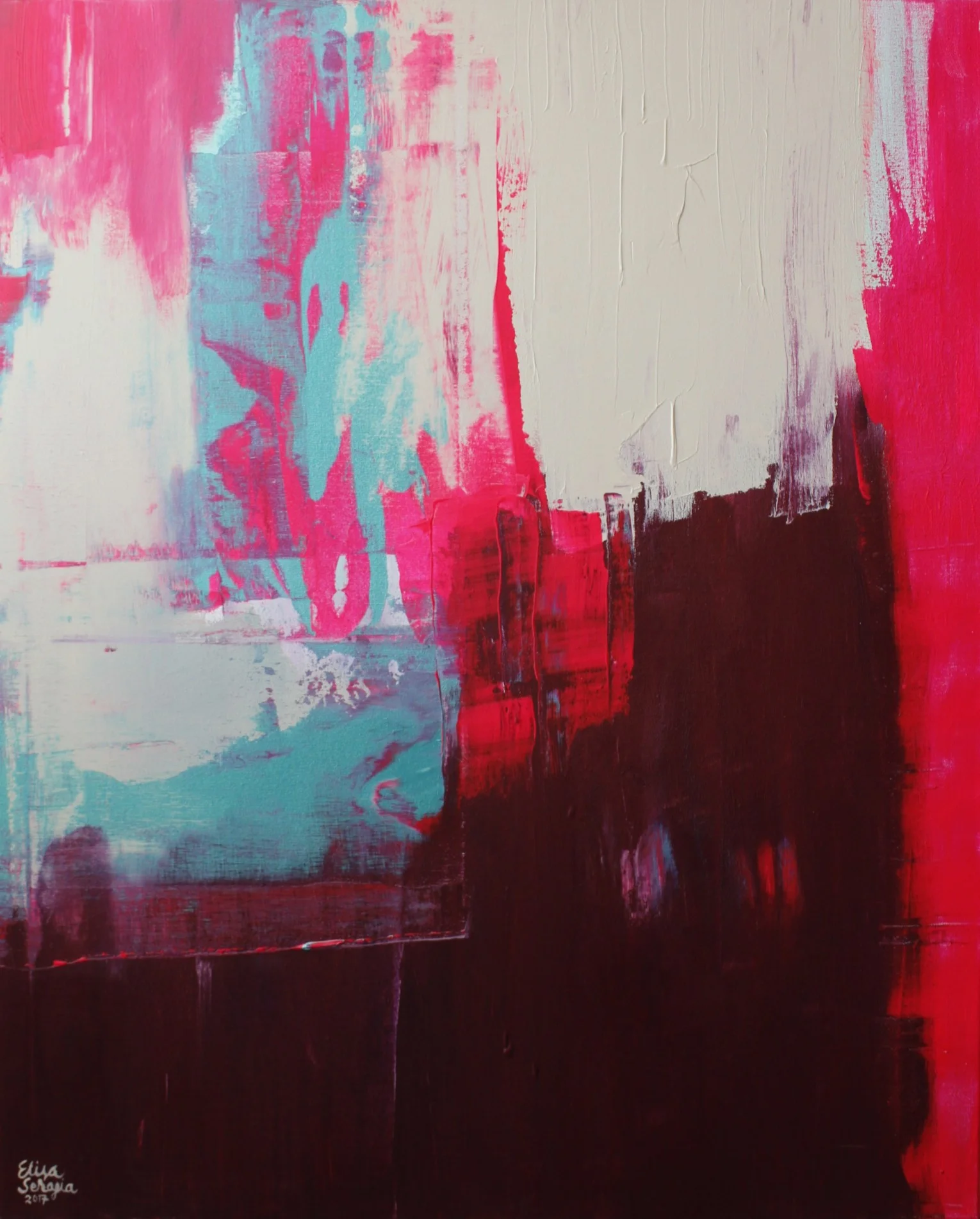 Burgund, Akryyli kankaalle, 100 cm x 80 cm Myynnissä/ For sale