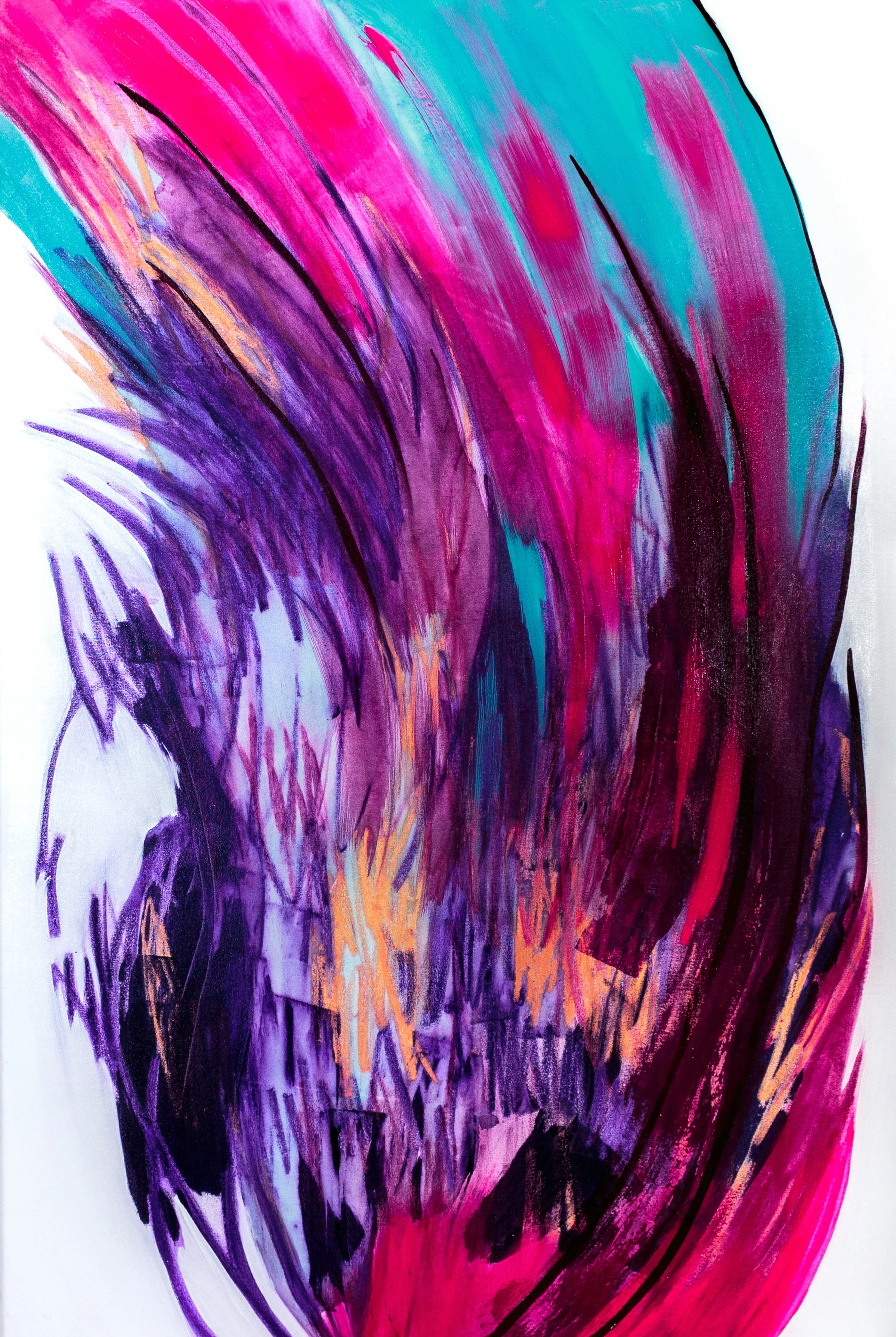 Orvokkirovio Acrylic, pigment & pastel on canvas 150 cm x 100 cm 2018