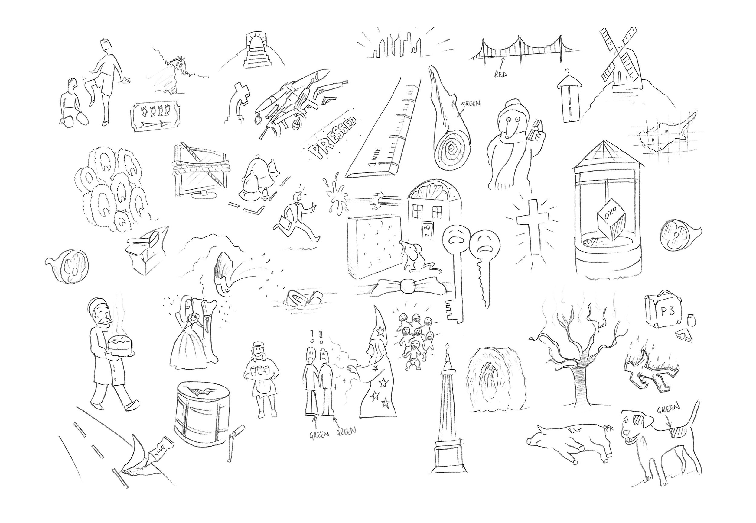 Many hours were spent concepting clues, scamping up compositions and photoshopping the 100s of layers that were used to make the scene. 